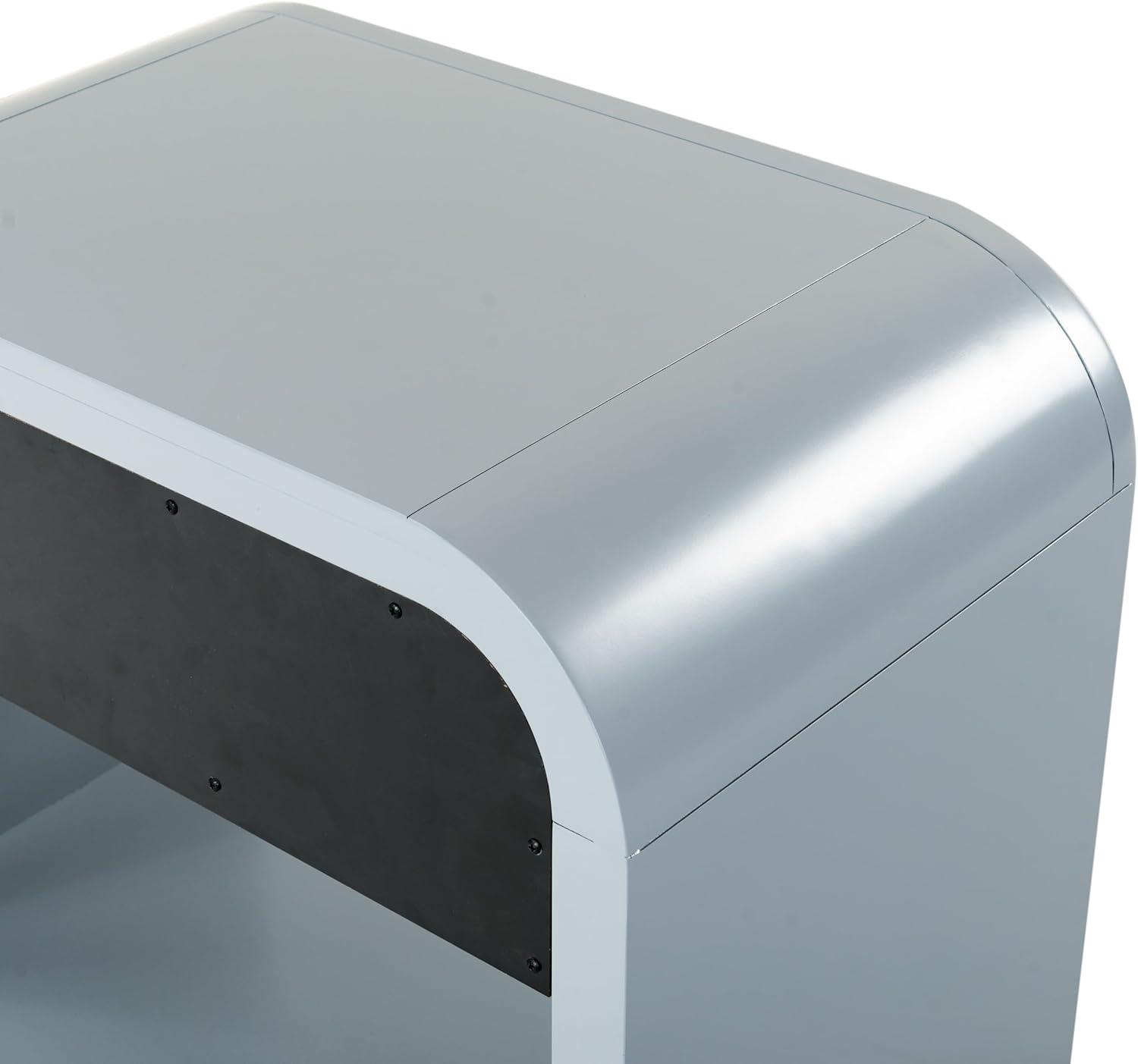 image:imageSAFAVIEH Couture Collection Liabella BlackGold 1Drawer Curved Nightstand Fully AssembledLight GreyGold