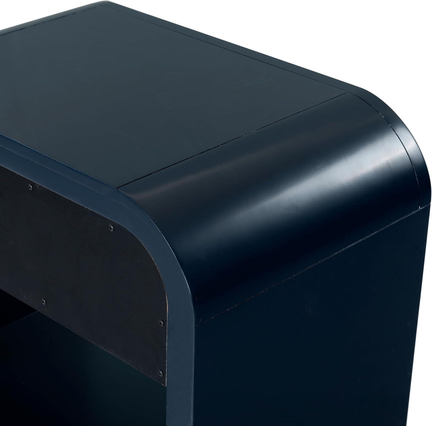 image:imageSAFAVIEH Couture Collection Liabella BlackGold 1Drawer Curved Nightstand Fully AssembledNavyGold