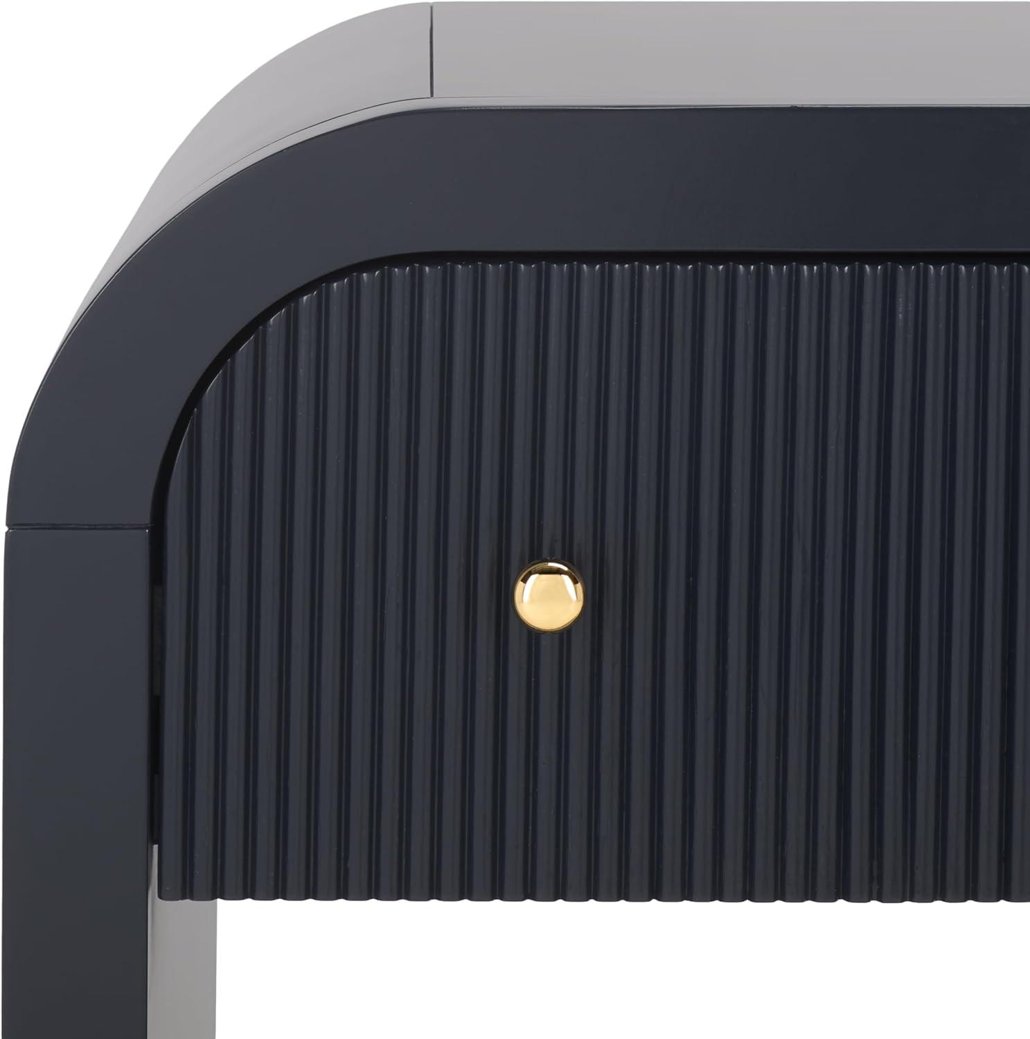 image:imageSAFAVIEH Couture Collection Liabella BlackGold 1Drawer Curved Nightstand Fully AssembledNavyGold