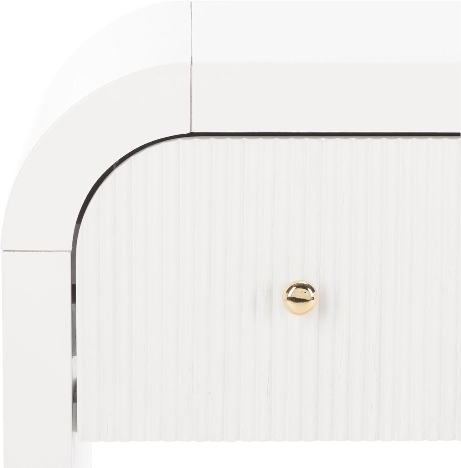 image:imageSAFAVIEH Couture Collection Liabella BlackGold 1Drawer Curved Nightstand Fully AssembledWhiteGold