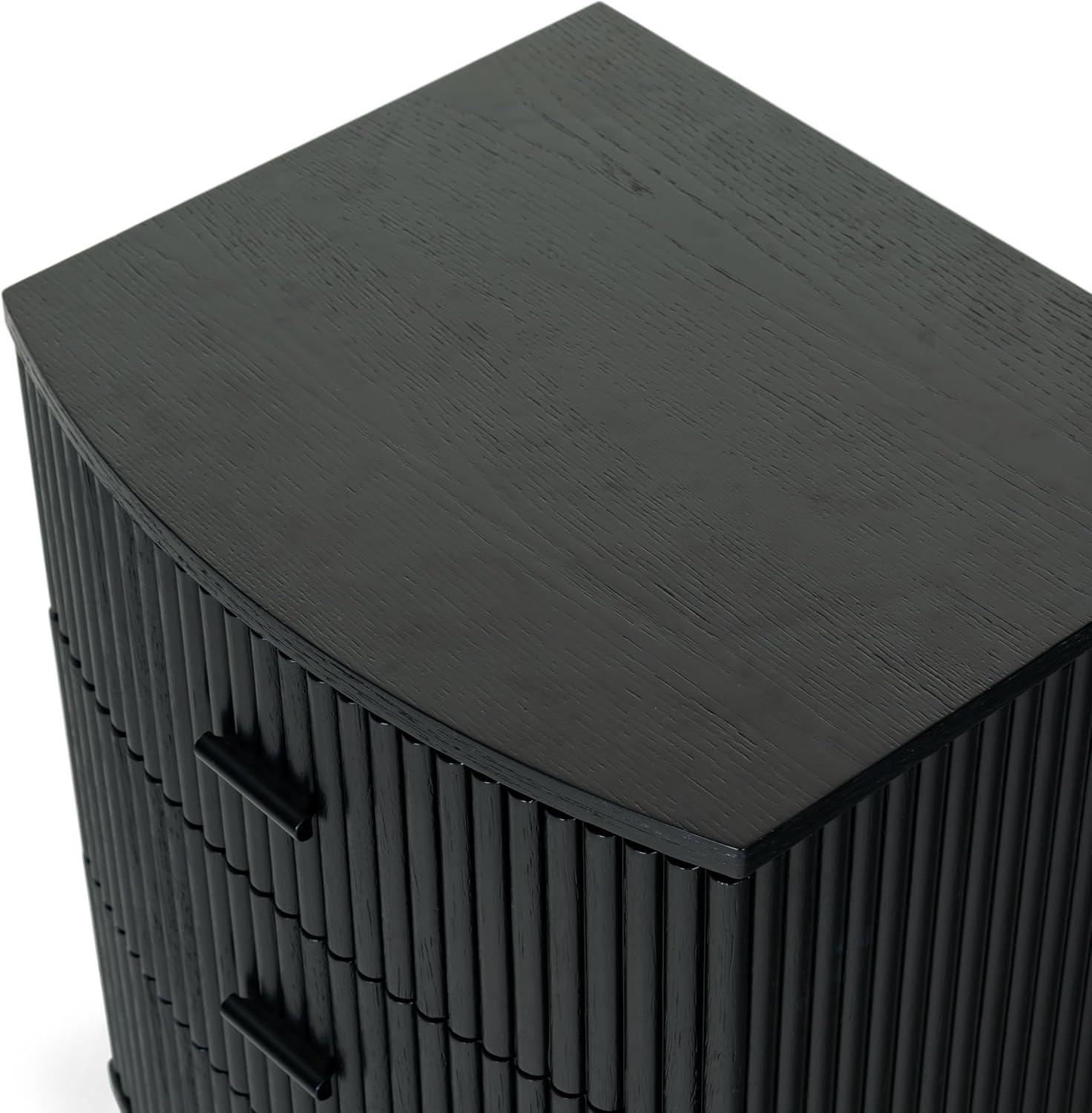 image:imageSAFAVIEH Couture Collection Shelbie Black 3Drawer Reeded Nightstand Fully Assembled Bedside Accent TableBlackBlack