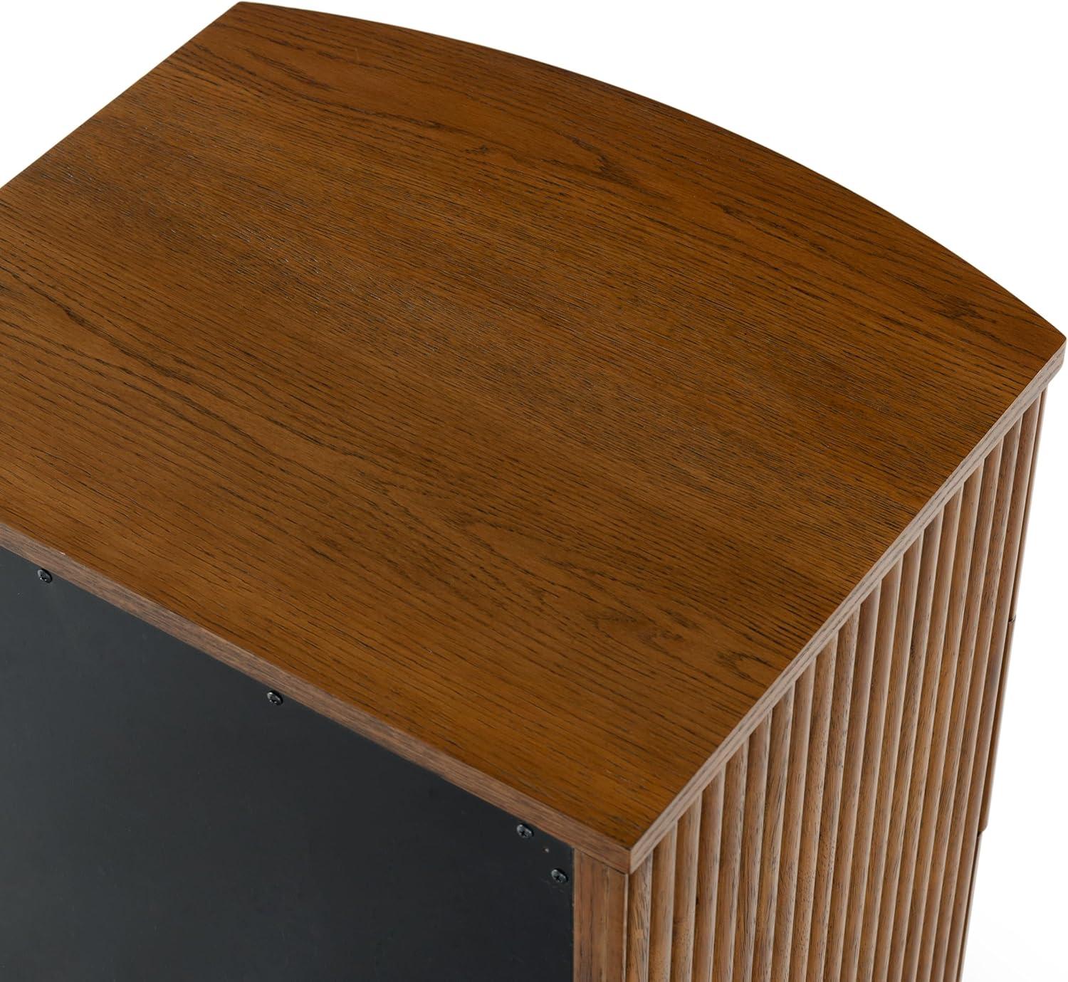 image:imageSAFAVIEH Couture Collection Shelbie Black 3Drawer Reeded Nightstand Fully Assembled Bedside Accent TableMedium OakBlack