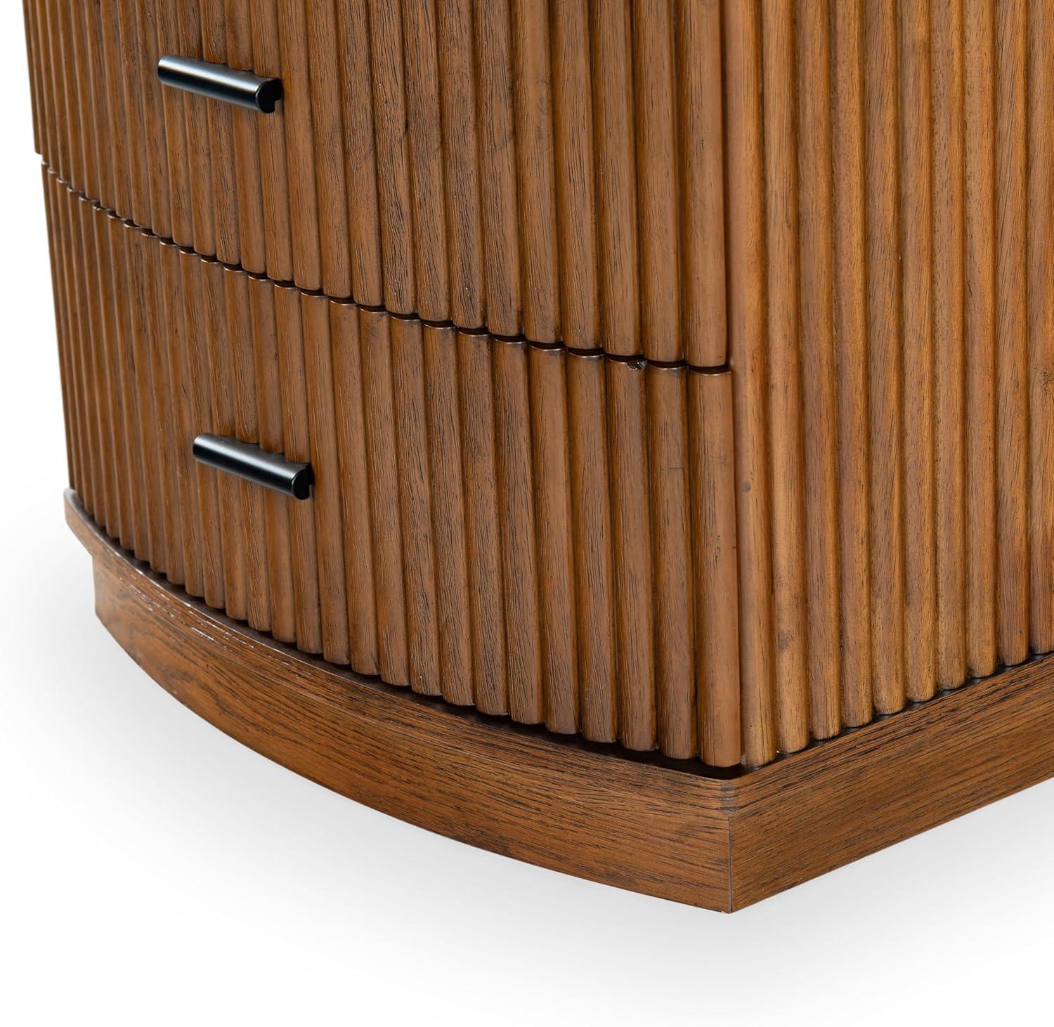 image:imageSAFAVIEH Couture Collection Shelbie Black 3Drawer Reeded Nightstand Fully Assembled Bedside Accent TableMedium OakBlack