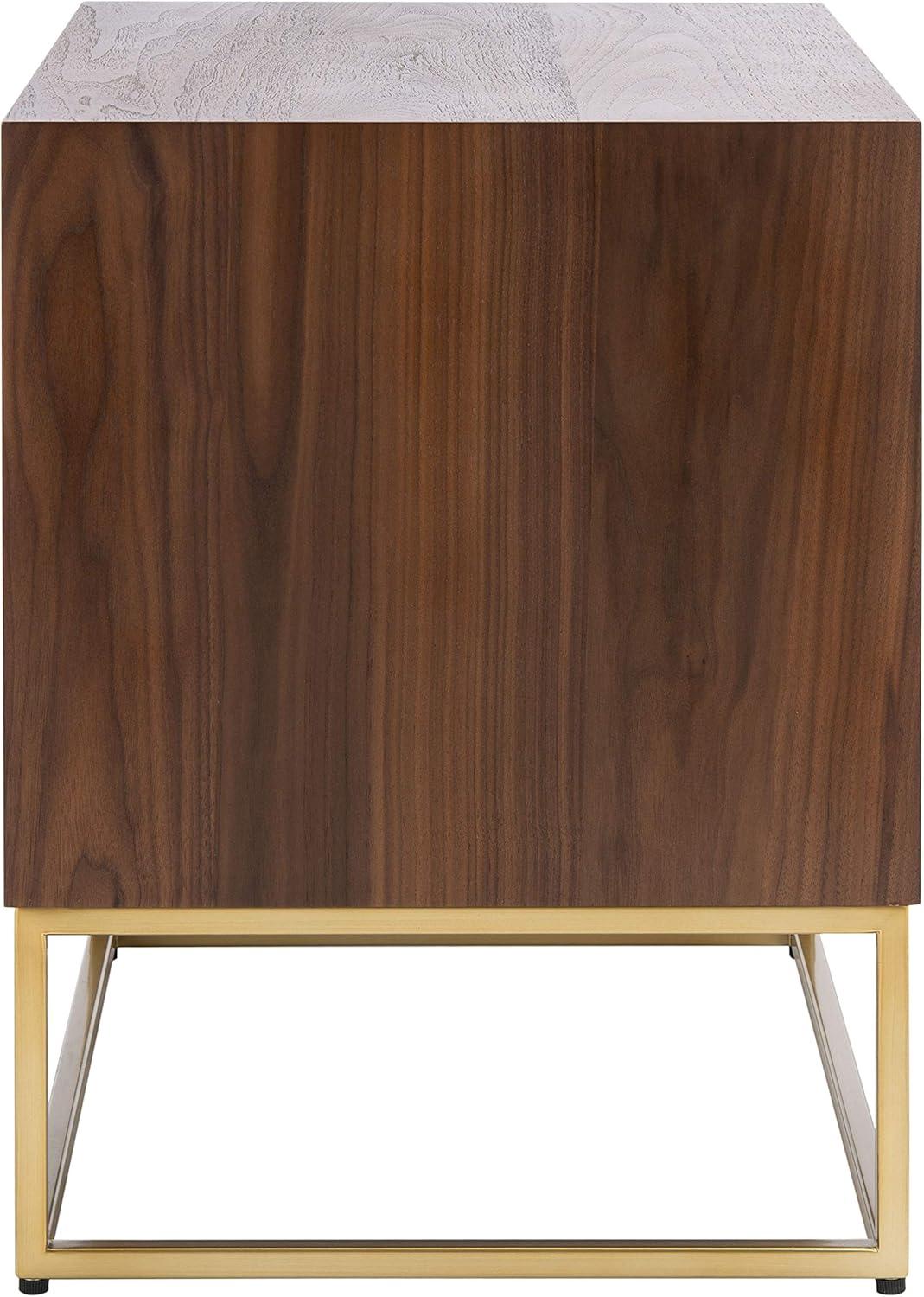 image:imageSAFAVIEH Couture Home Collection Adelyn Walnut amp Gold 2Drawer Nightstand Table Fully Assembled SFV7209AWalnut Gold