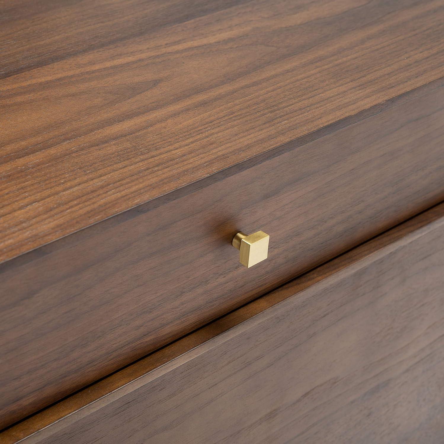 image:imageSAFAVIEH Couture Home Collection Adelyn Walnut amp Gold 2Drawer Nightstand Table Fully Assembled SFV7209AWalnut Gold