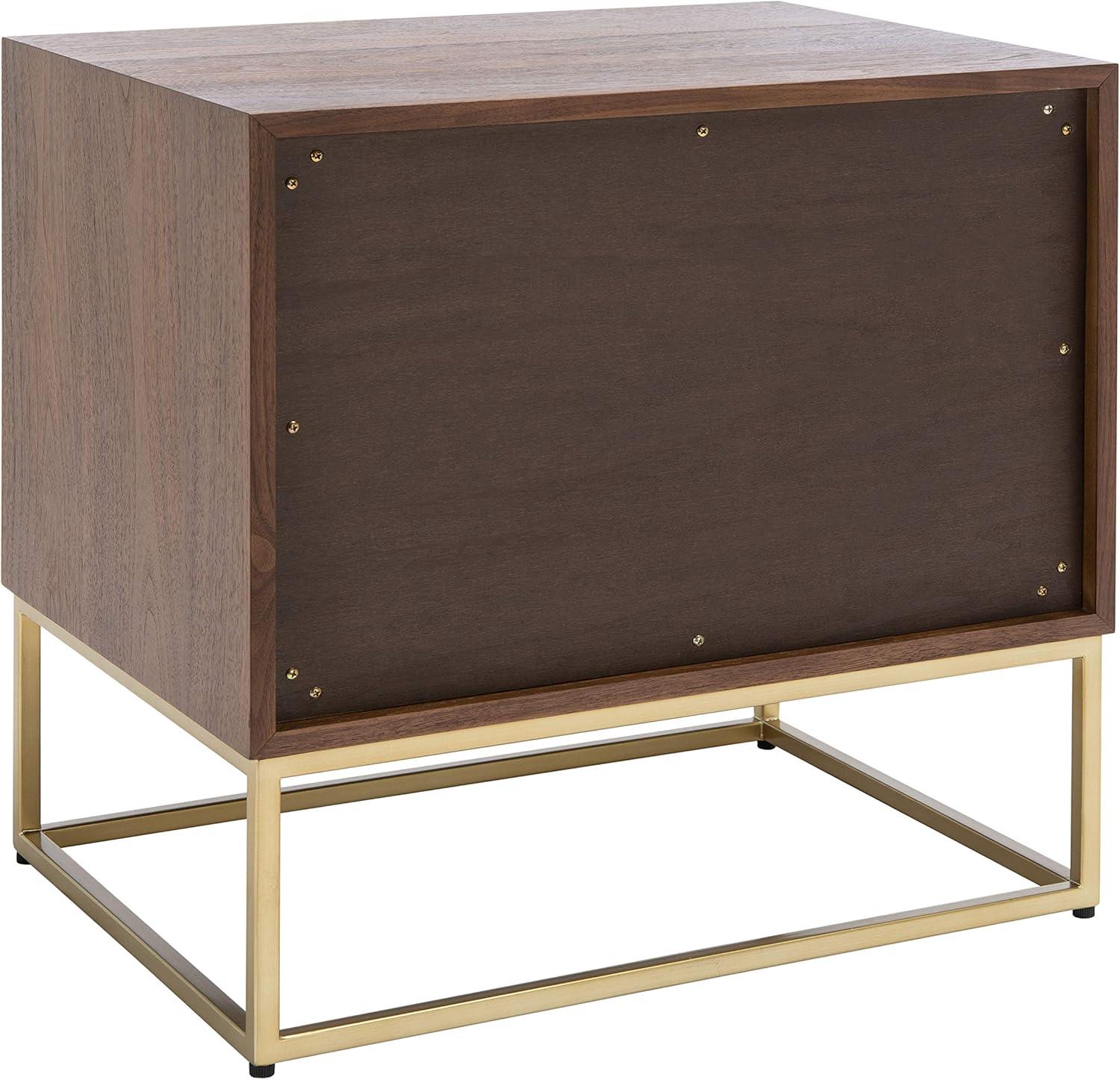 image:imageSAFAVIEH Couture Home Collection Adelyn Walnut amp Gold 2Drawer Nightstand Table Fully Assembled SFV7209AWalnut Gold