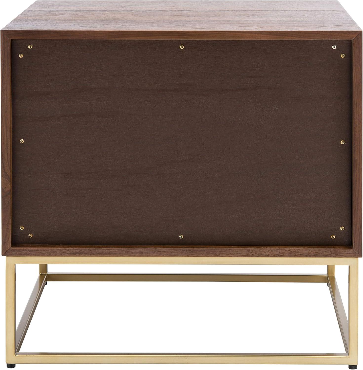 image:imageSAFAVIEH Couture Home Collection Adelyn Walnut amp Gold 2Drawer Nightstand Table Fully Assembled SFV7209AWalnut Gold