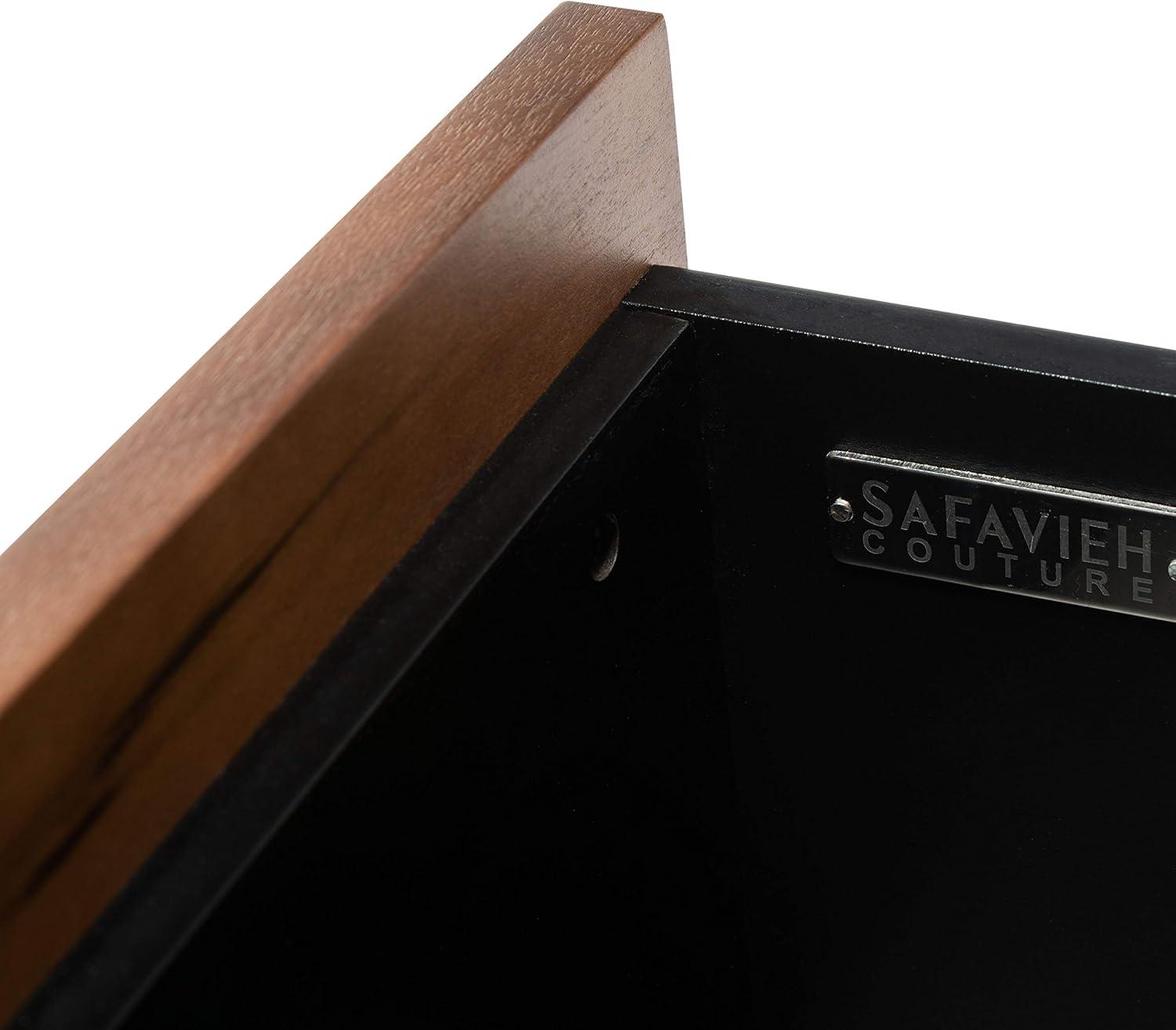 image:imageSAFAVIEH Couture Home Collection Adelyn Walnut amp Gold 2Drawer Nightstand Table Fully Assembled SFV7209AWalnut Gold