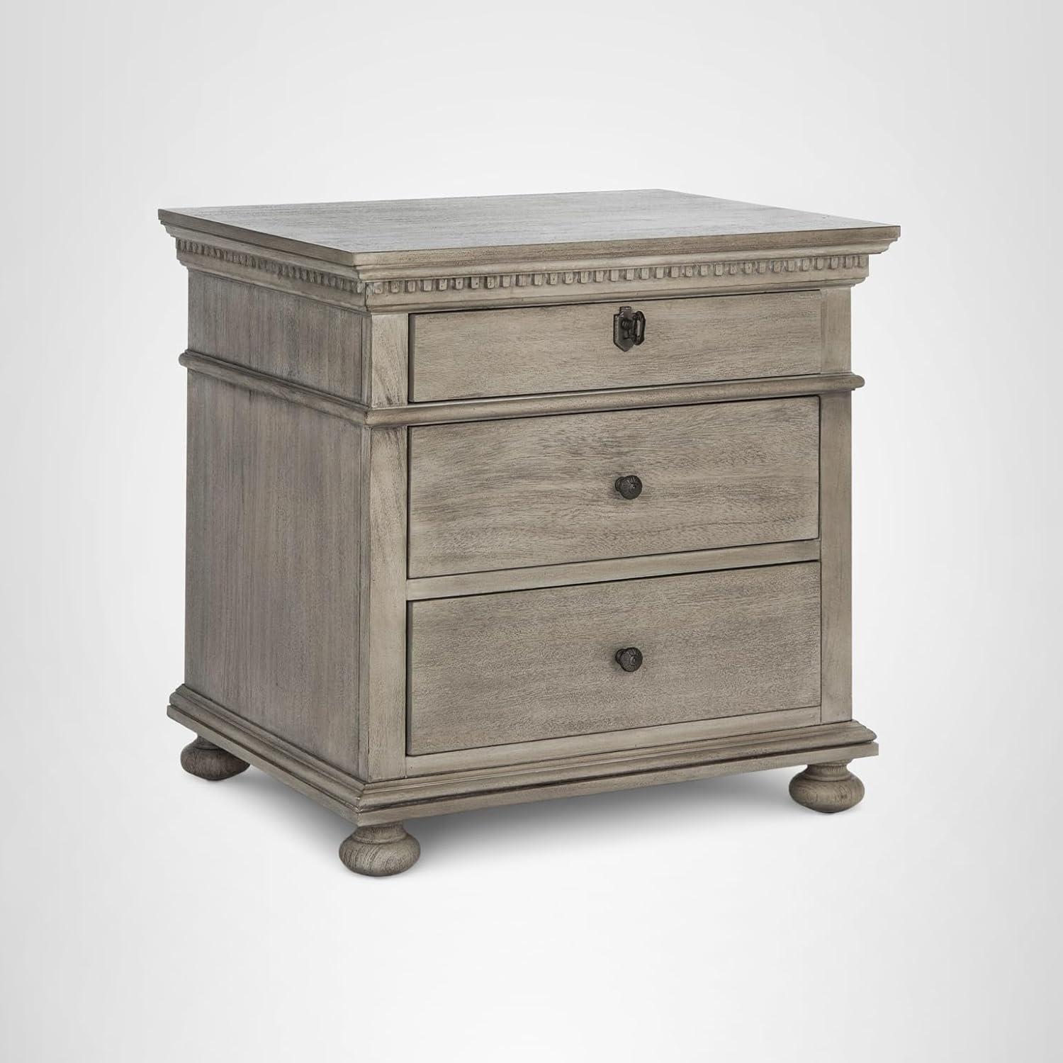 image:imageSAFAVIEH Couture Home Collection Allisyn Brown 3Drawer Wood Nightstand Table Fully AssembledLight Grey
