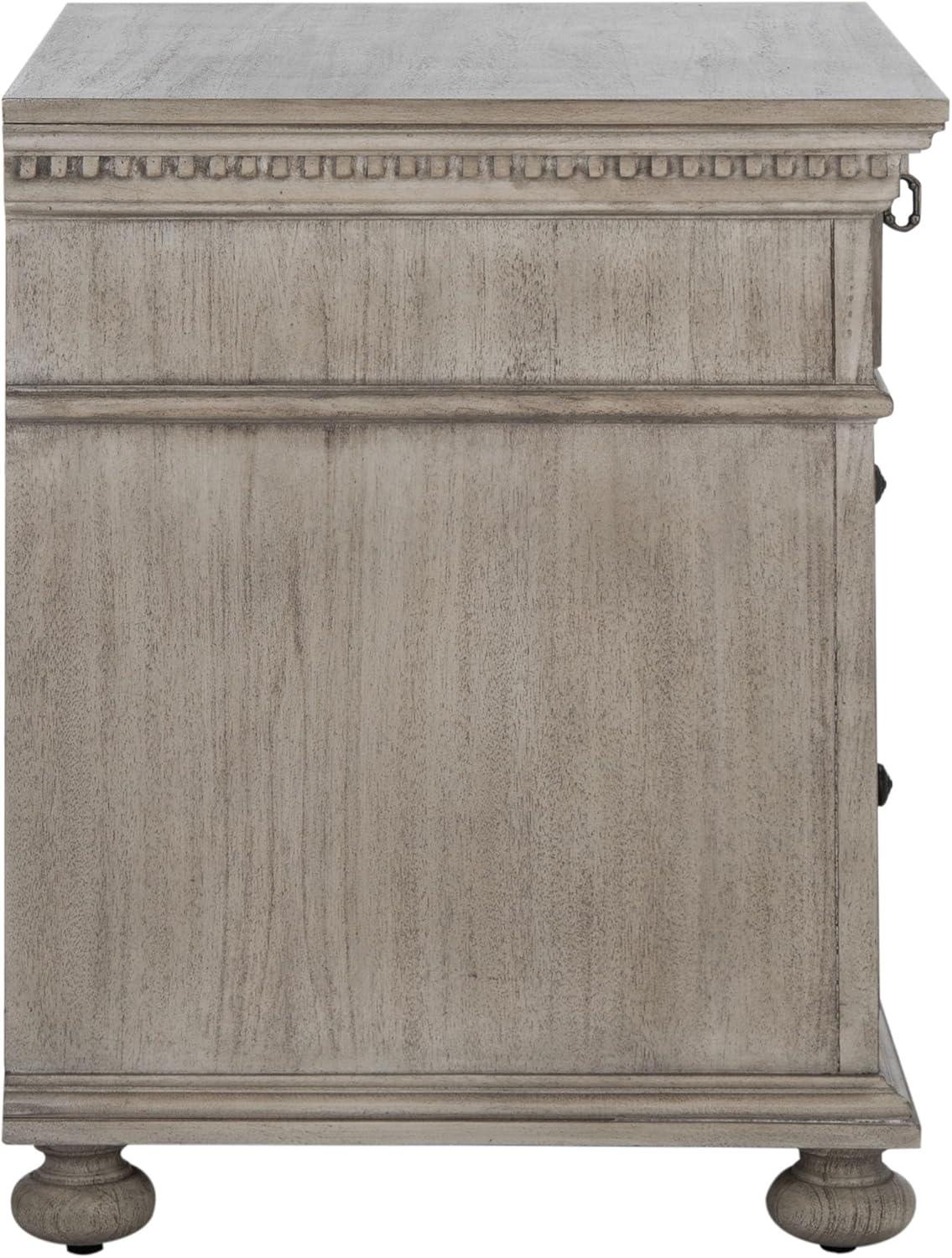 image:imageSAFAVIEH Couture Home Collection Allisyn Brown 3Drawer Wood Nightstand Table Fully AssembledLight Grey