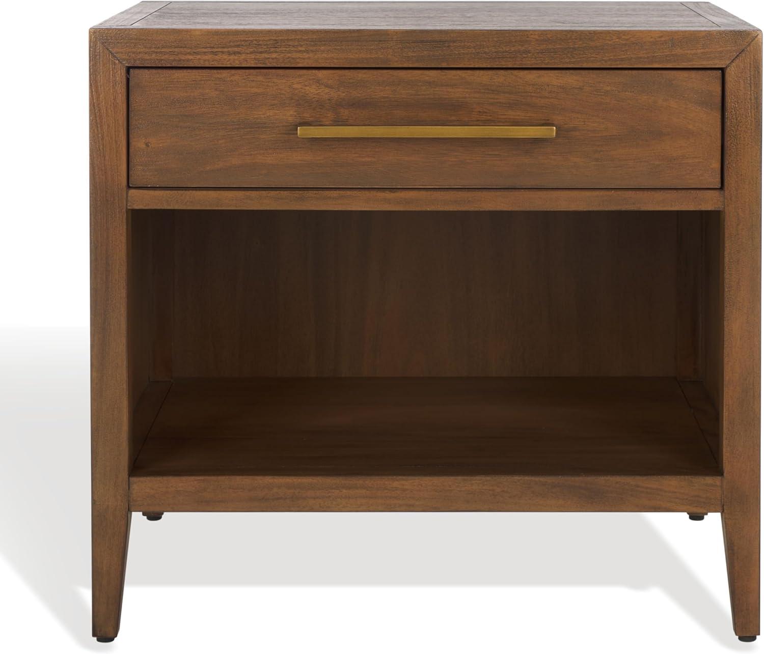 image:imageSAFAVIEH Couture Home Collection Ariella Light Grey 1Drawer 1Shelf Wood Nightstand Table Fully AssembledBrown