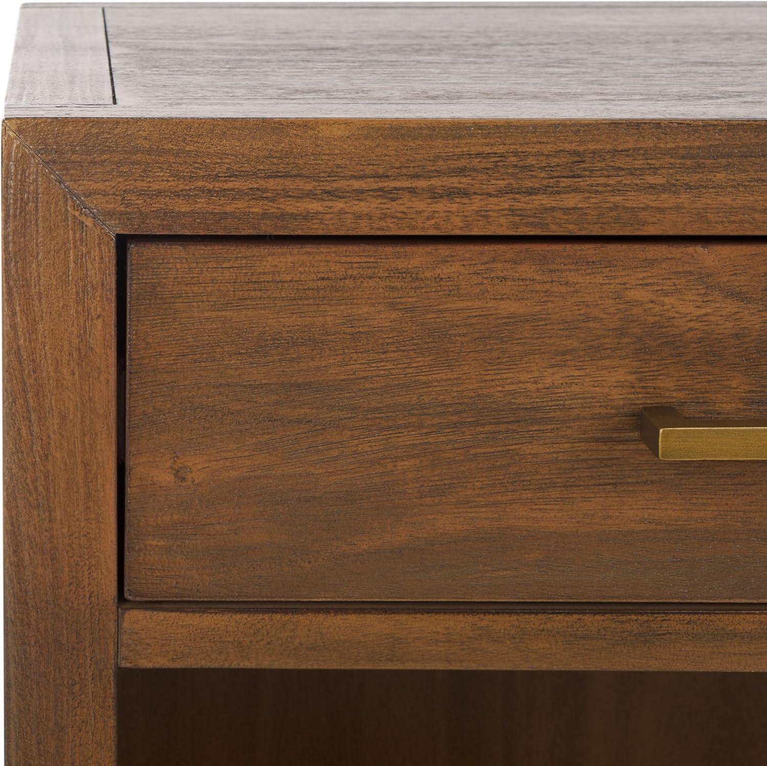 image:imageSAFAVIEH Couture Home Collection Ariella Light Grey 1Drawer 1Shelf Wood Nightstand Table Fully AssembledBrown