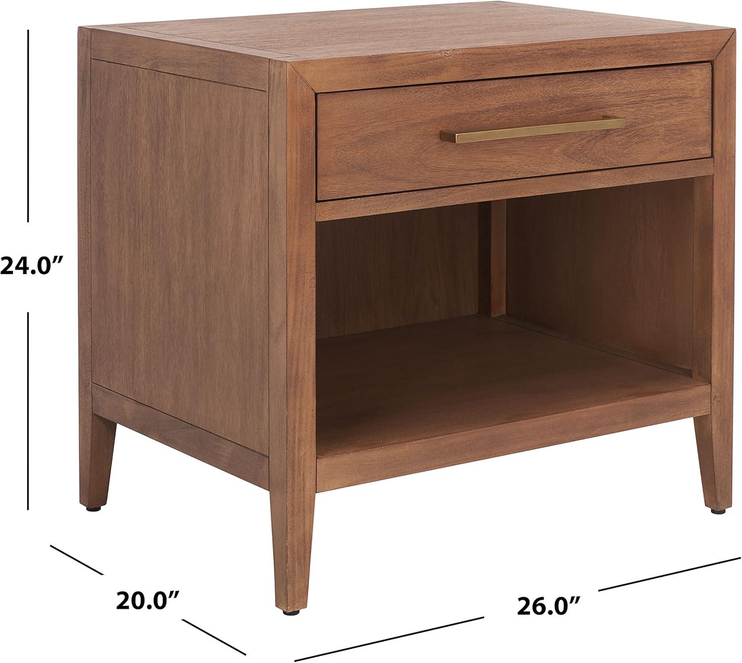 image:imageSAFAVIEH Couture Home Collection Ariella Light Grey 1Drawer 1Shelf Wood Nightstand Table Fully AssembledBrown
