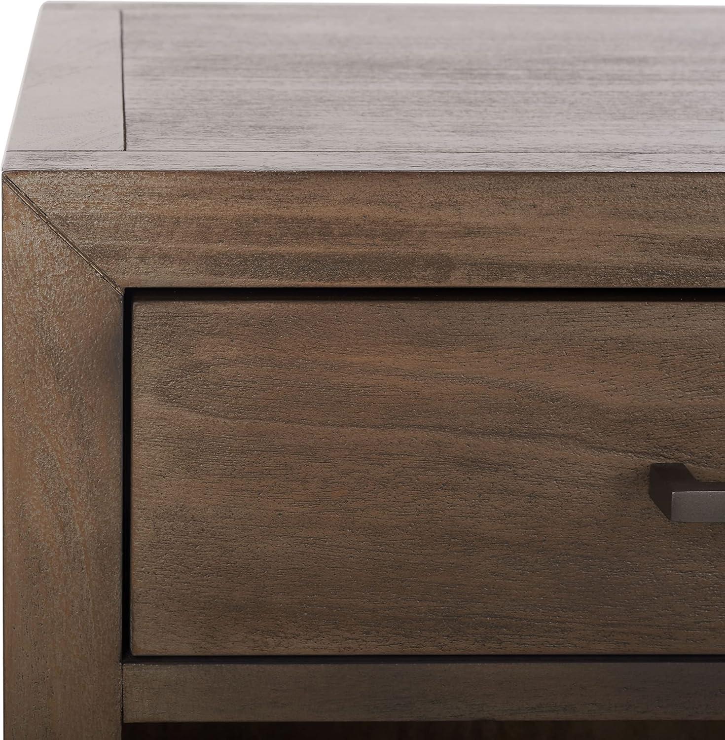 image:imageSAFAVIEH Couture Home Collection Ariella Light Grey 1Drawer 1Shelf Wood Nightstand Table Fully AssembledLight Brown