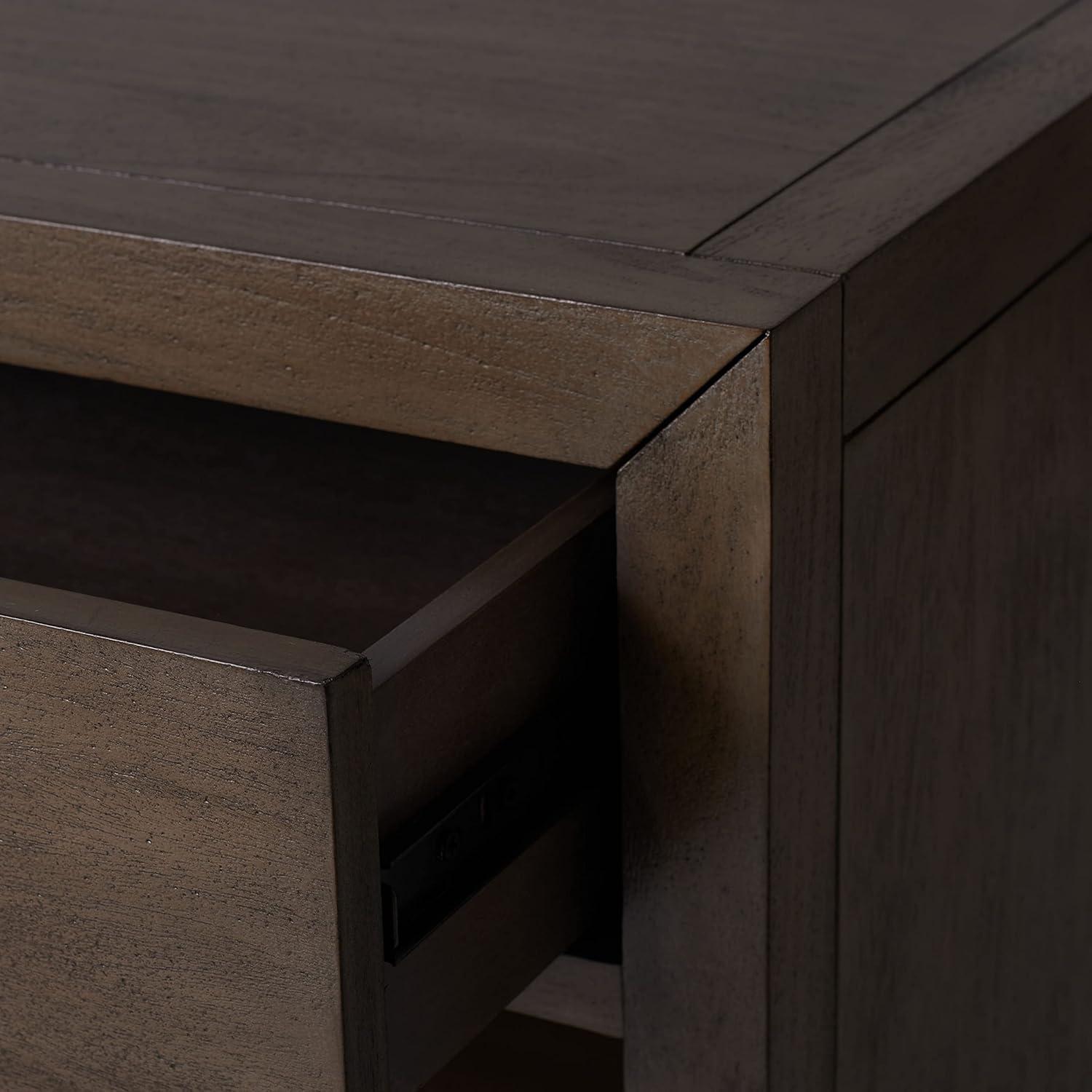 image:imageSAFAVIEH Couture Home Collection Ariella Light Grey 1Drawer 1Shelf Wood Nightstand Table Fully AssembledLight Brown