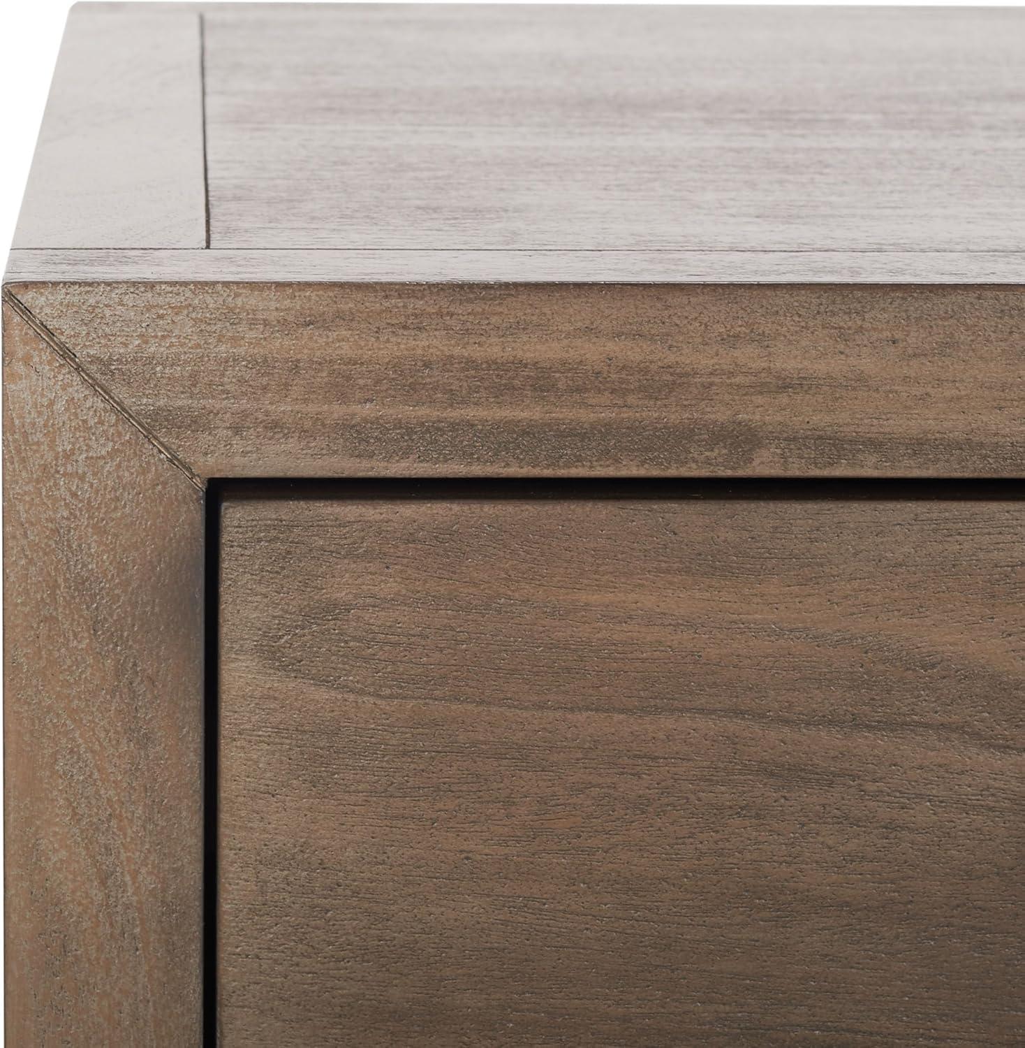 image:imageSAFAVIEH Couture Home Collection Ariella Light Grey 1Drawer 1Shelf Wood Nightstand Table Fully AssembledLight Brown