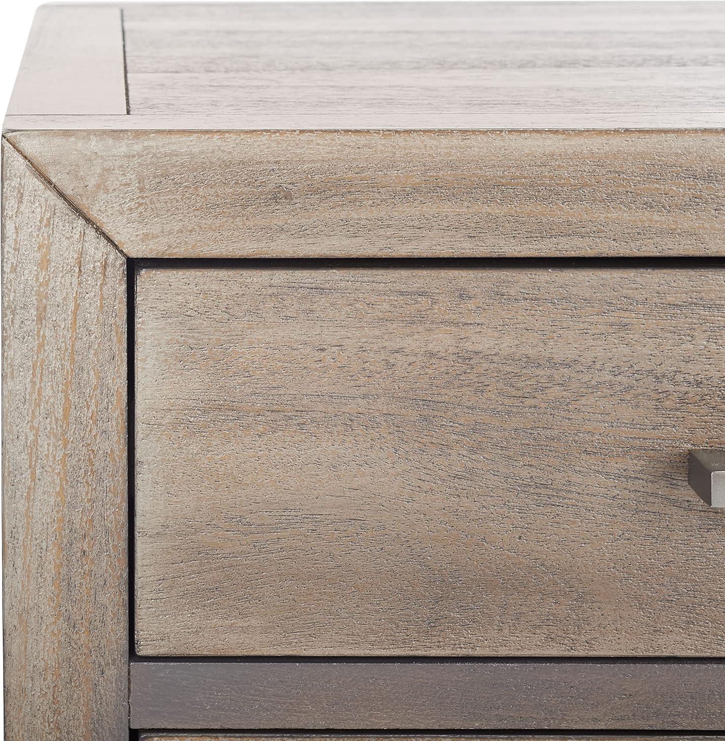 image:imageSAFAVIEH Couture Home Collection Ariella Light Grey 3Drawer Wood Nightstand Table Fully AssembledLight Brown