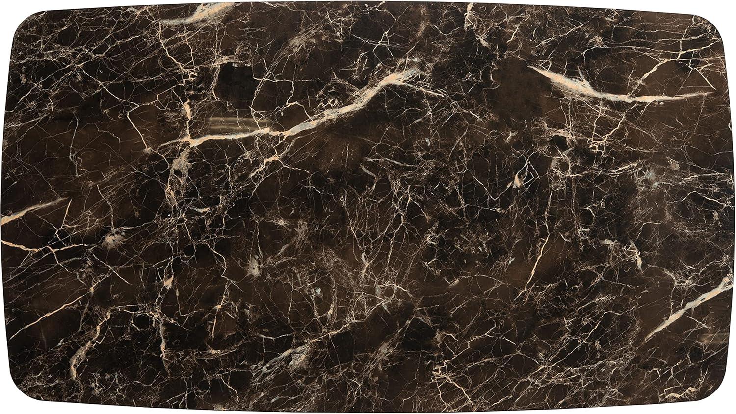 image:imageSAFAVIEH Couture Home Collection Britta Black Metal Faux Marble Top 29inch Rectangle Dining Table SFV8707A