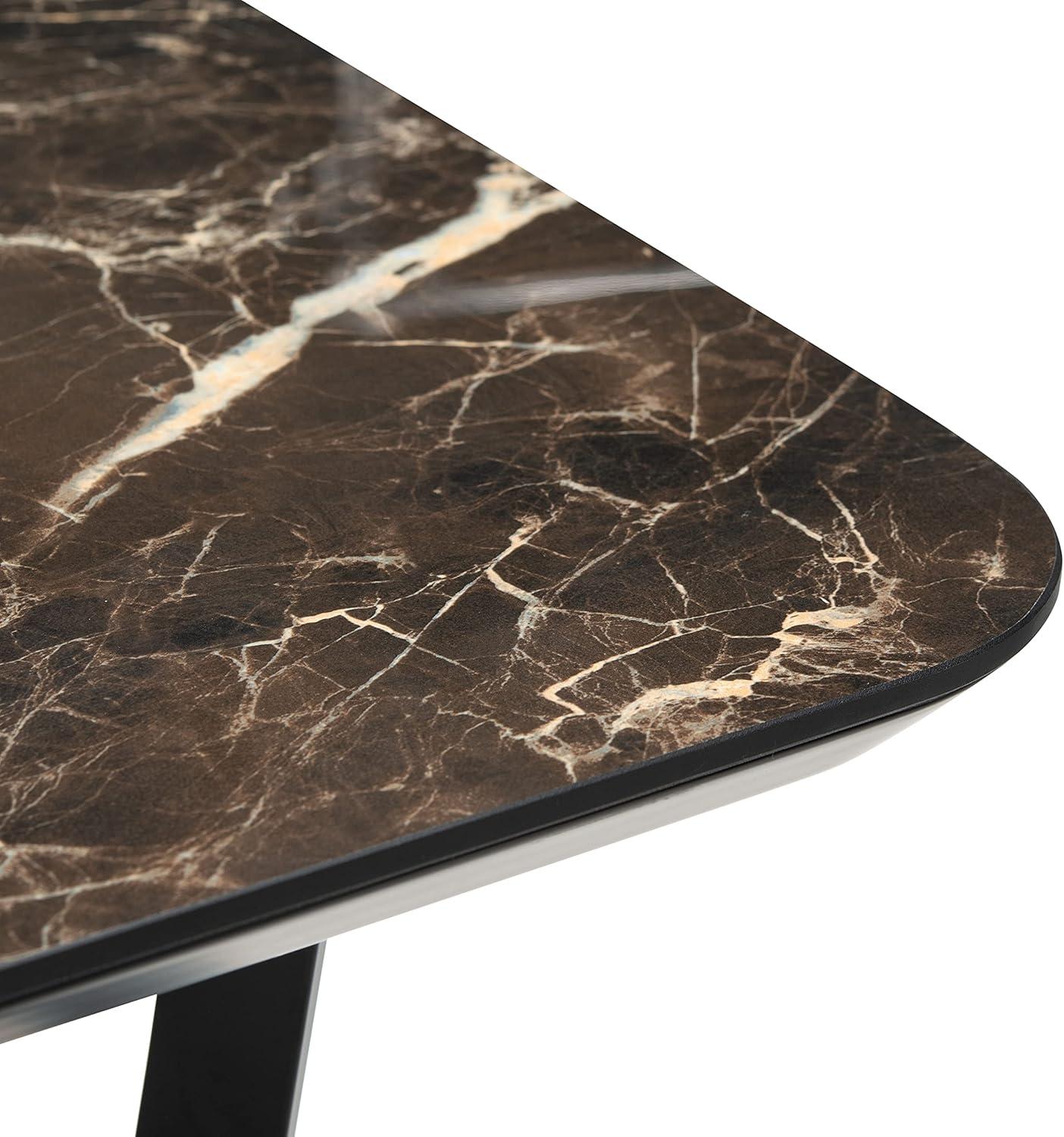 image:imageSAFAVIEH Couture Home Collection Britta Black Metal Faux Marble Top 29inch Rectangle Dining Table SFV8707A