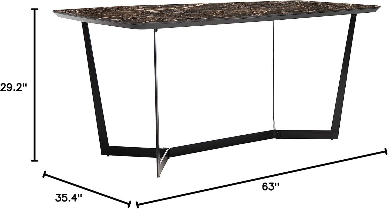 image:imageSAFAVIEH Couture Home Collection Britta Black Metal Faux Marble Top 29inch Rectangle Dining Table SFV8707A