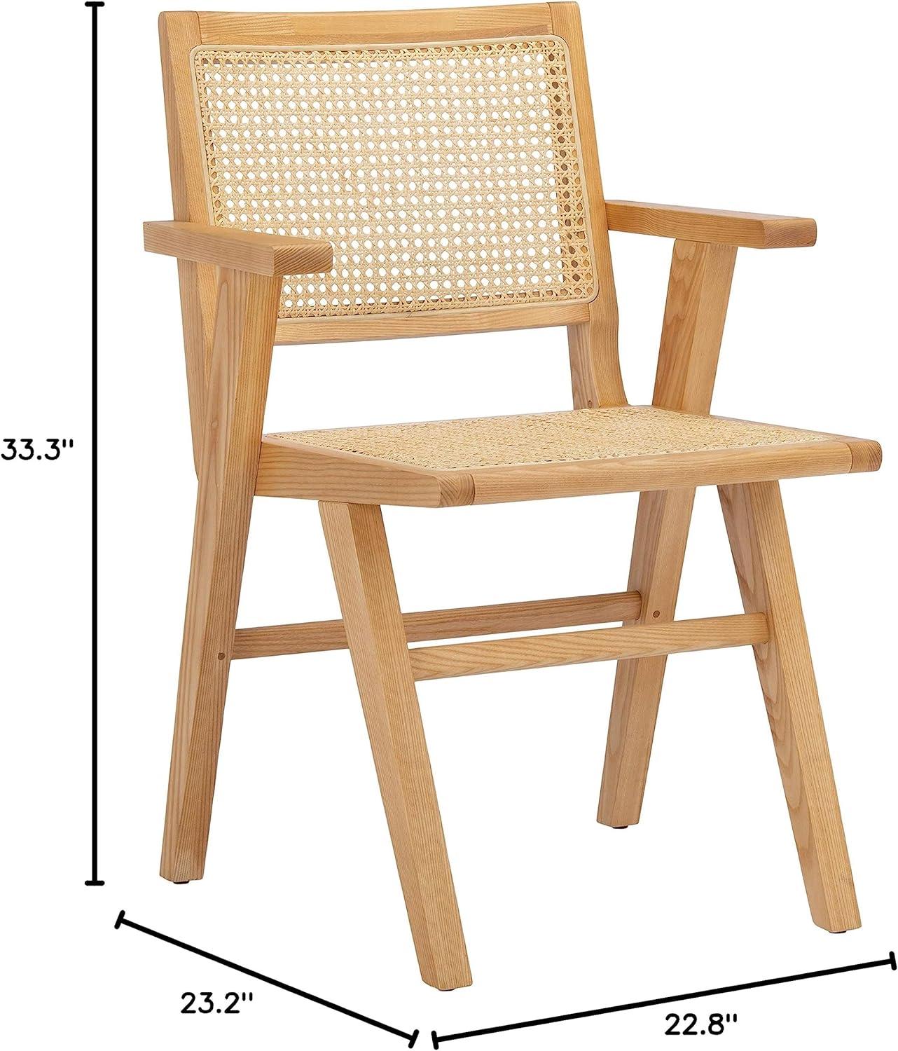 image:imageSAFAVIEH Couture Home Collection Hattie WalnutNatural French Cane Living Room Dining Arm Chair Set of 2 SFV4115DSET2Natural