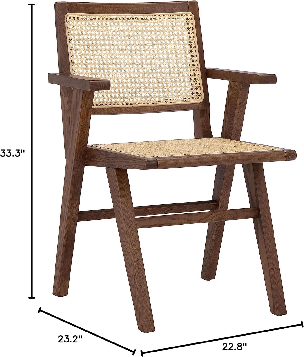 image:imageSAFAVIEH Couture Home Collection Hattie WalnutNatural French Cane Living Room Dining Arm Chair Set of 2 SFV4115DSET2Walnut Natural