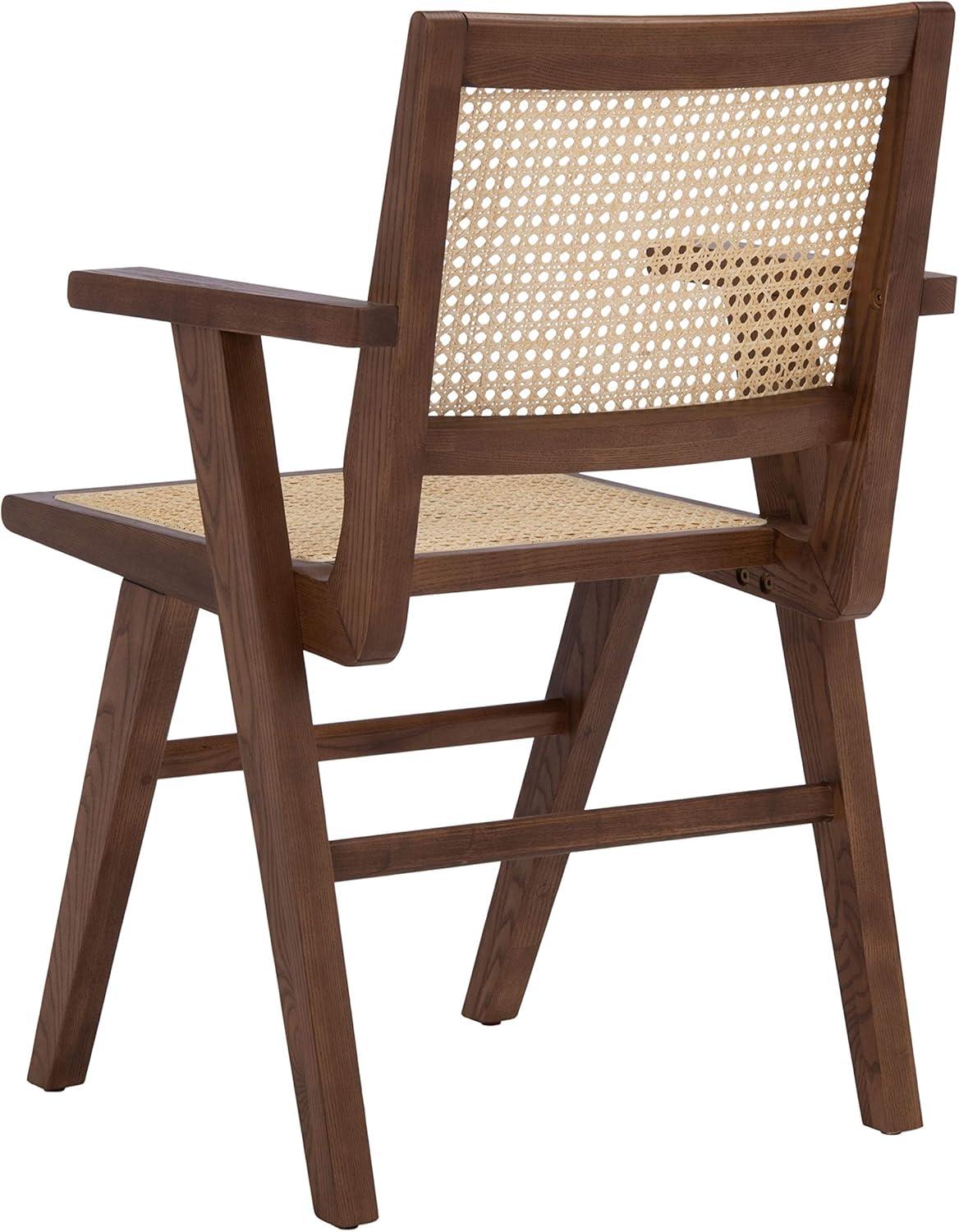 image:imageSAFAVIEH Couture Home Collection Hattie WalnutNatural French Cane Living Room Dining Arm Chair Set of 2 SFV4115DSET2Walnut Natural