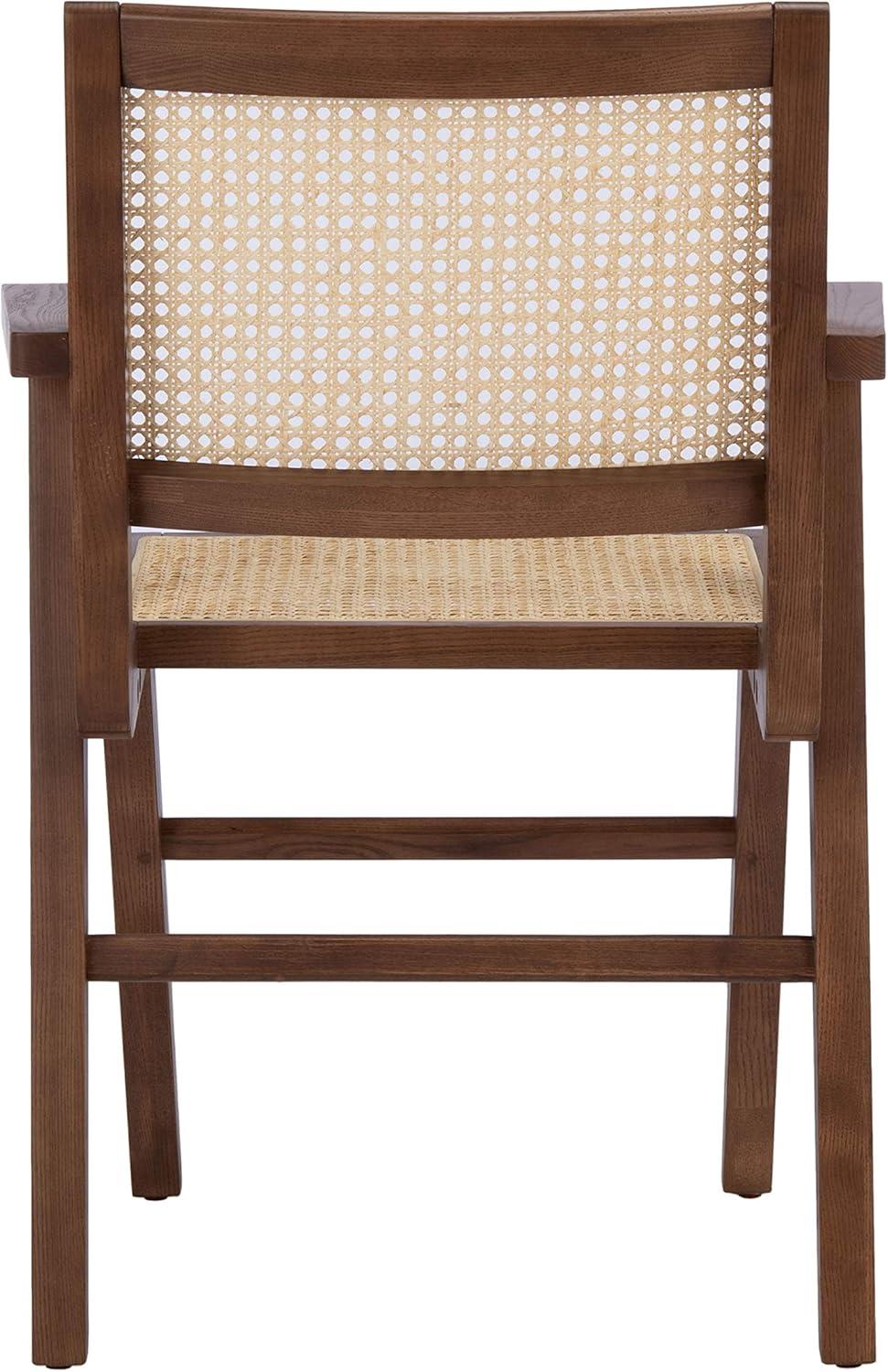image:imageSAFAVIEH Couture Home Collection Hattie WalnutNatural French Cane Living Room Dining Arm Chair Set of 2 SFV4115DSET2Walnut Natural