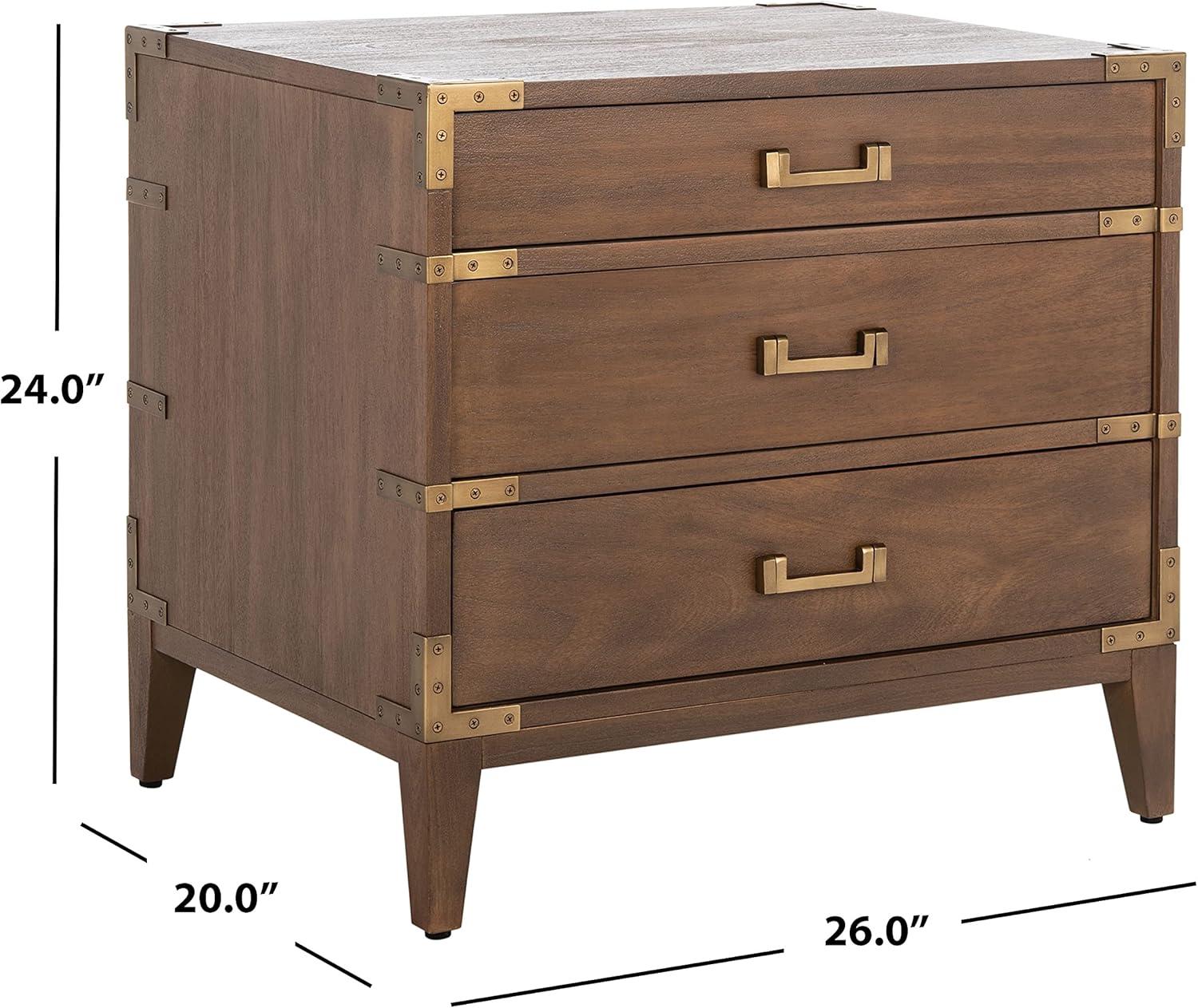 image:imageSAFAVIEH Couture Home Collection Nisha Light Grey 3Drawer Wood Nightstand Table Fully AssembledBrown