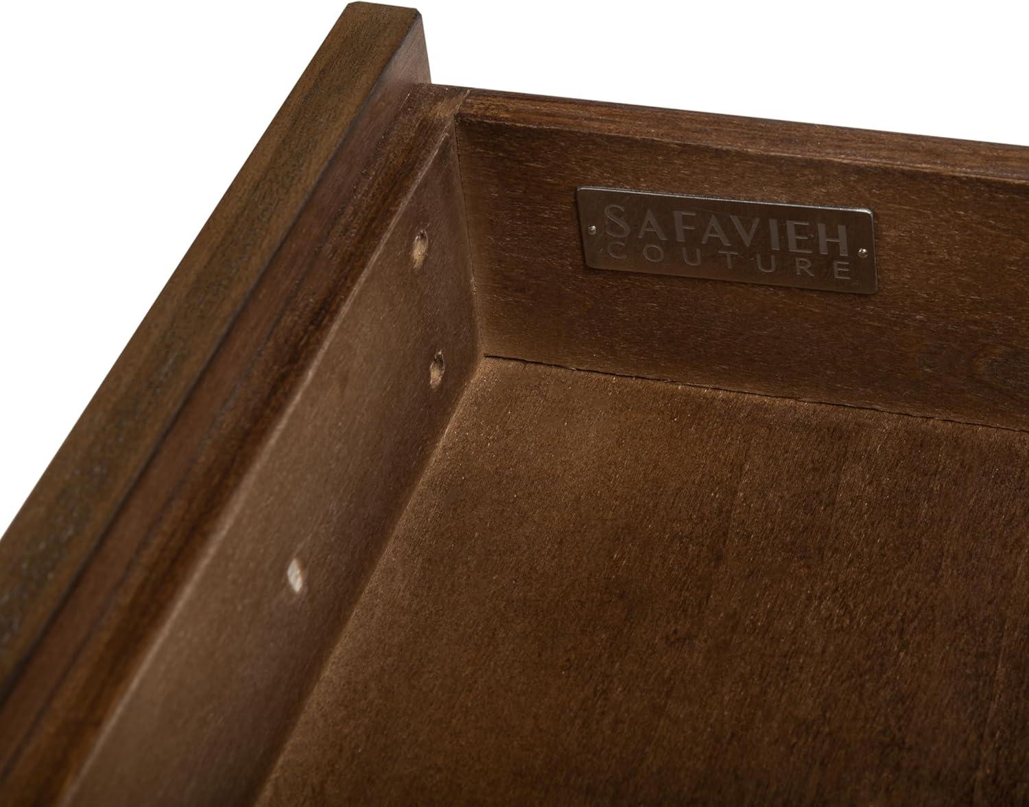 image:imageSAFAVIEH Couture Home Collection Nisha Light Grey 3Drawer Wood Nightstand Table Fully AssembledBrown