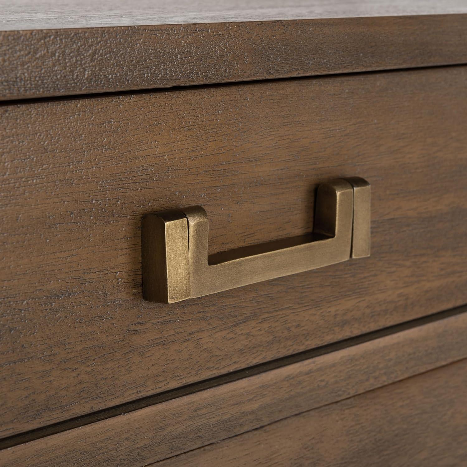 image:imageSAFAVIEH Couture Home Collection Nisha Light Grey 3Drawer Wood Nightstand Table Fully AssembledBrown