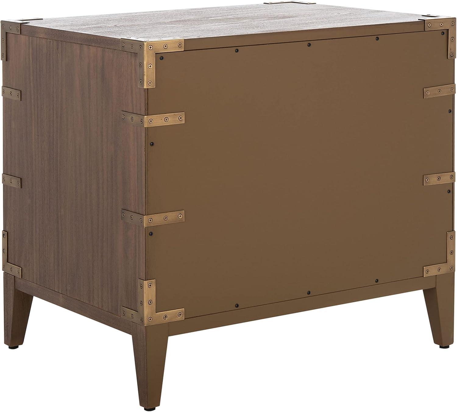 image:imageSAFAVIEH Couture Home Collection Nisha Light Grey 3Drawer Wood Nightstand Table Fully AssembledBrown