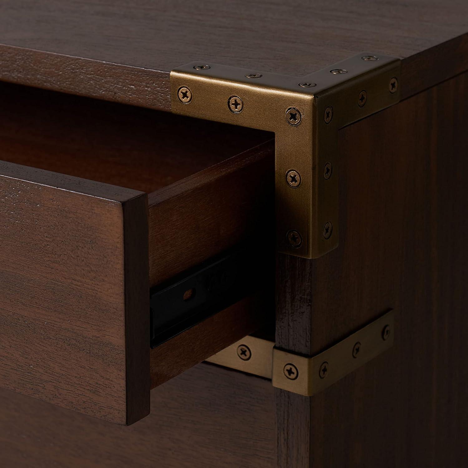 image:imageSAFAVIEH Couture Home Collection Nisha Light Grey 3Drawer Wood Nightstand Table Fully AssembledBrown