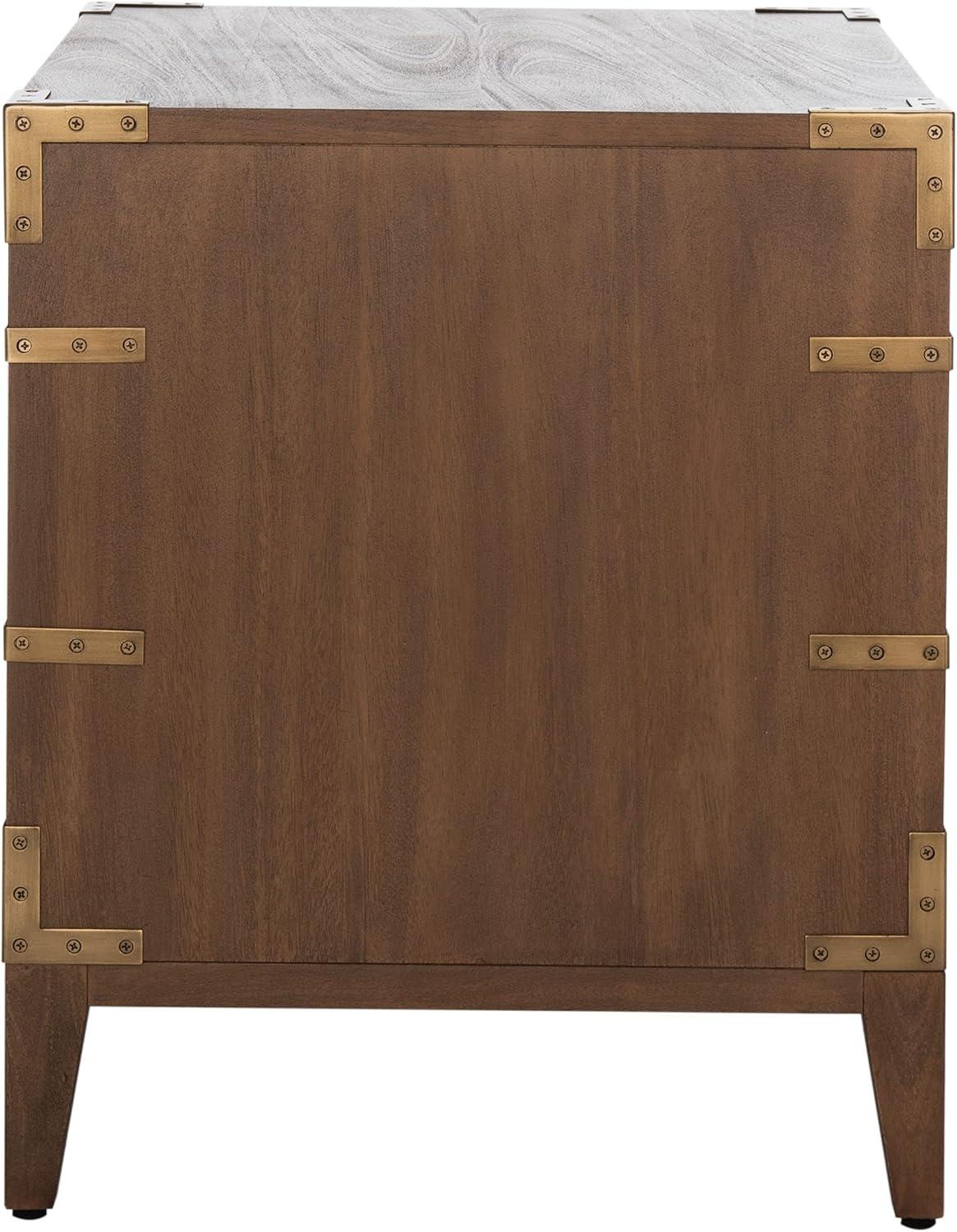 image:imageSAFAVIEH Couture Home Collection Nisha Light Grey 3Drawer Wood Nightstand Table Fully AssembledBrown