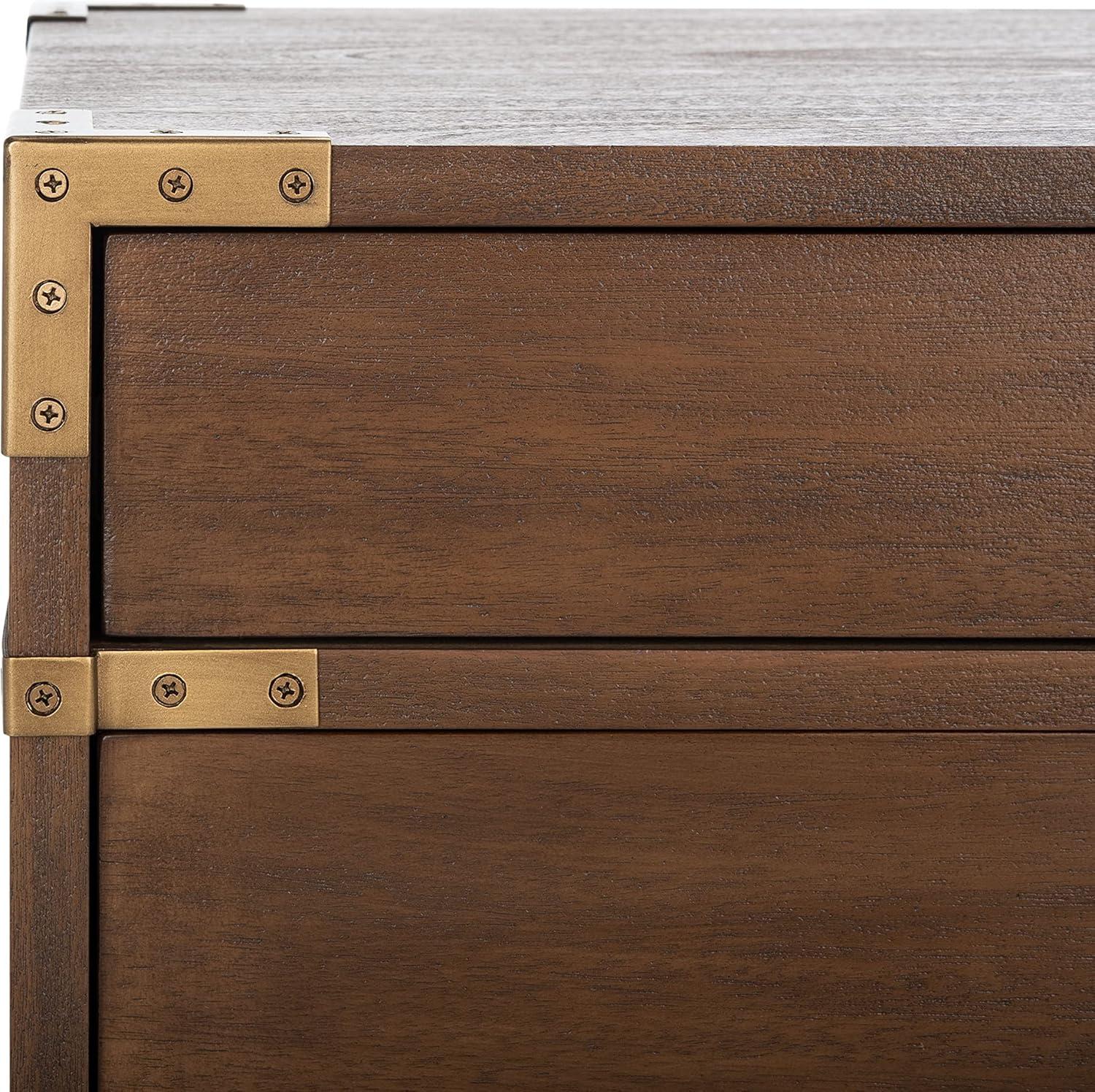 image:imageSAFAVIEH Couture Home Collection Nisha Light Grey 3Drawer Wood Nightstand Table Fully AssembledBrown