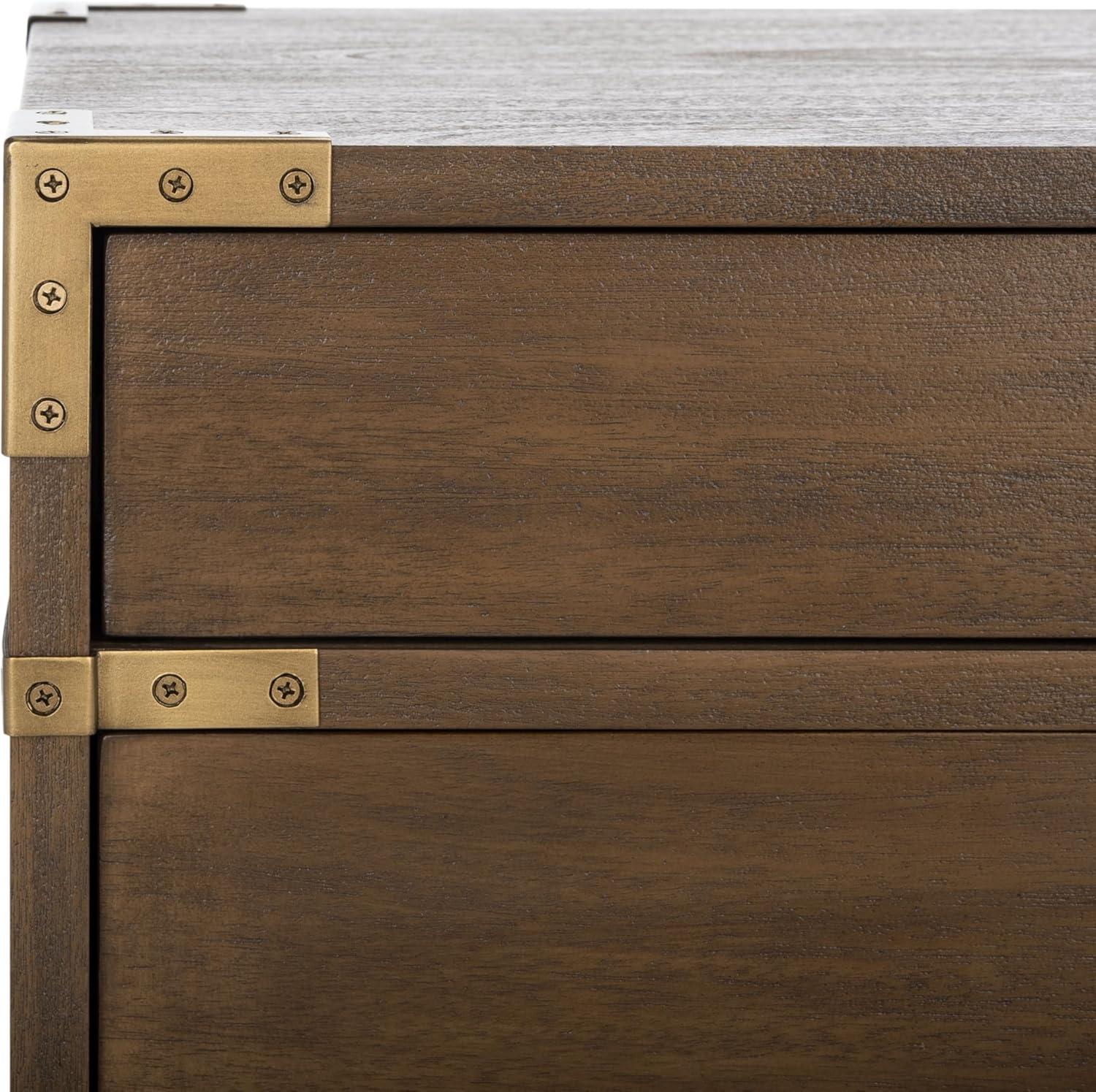 image:imageSAFAVIEH Couture Home Collection Nisha Light Grey 3Drawer Wood Nightstand Table Fully AssembledBrown