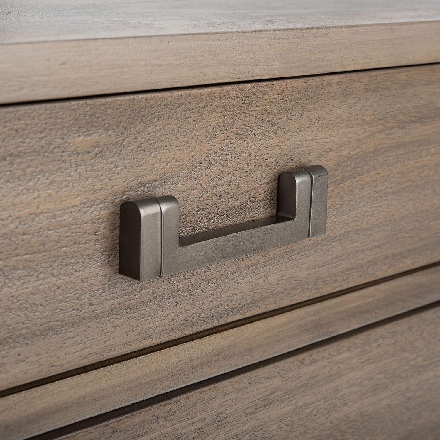image:imageSAFAVIEH Couture Home Collection Nisha Light Grey 3Drawer Wood Nightstand Table Fully AssembledLight Brown