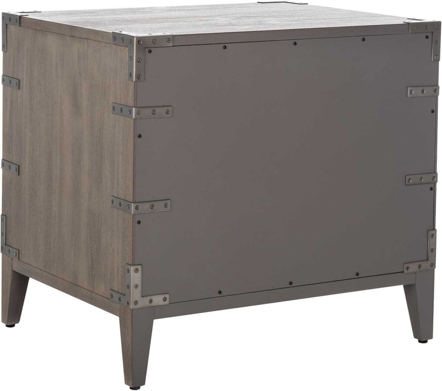 image:imageSAFAVIEH Couture Home Collection Nisha Light Grey 3Drawer Wood Nightstand Table Fully AssembledLight Brown