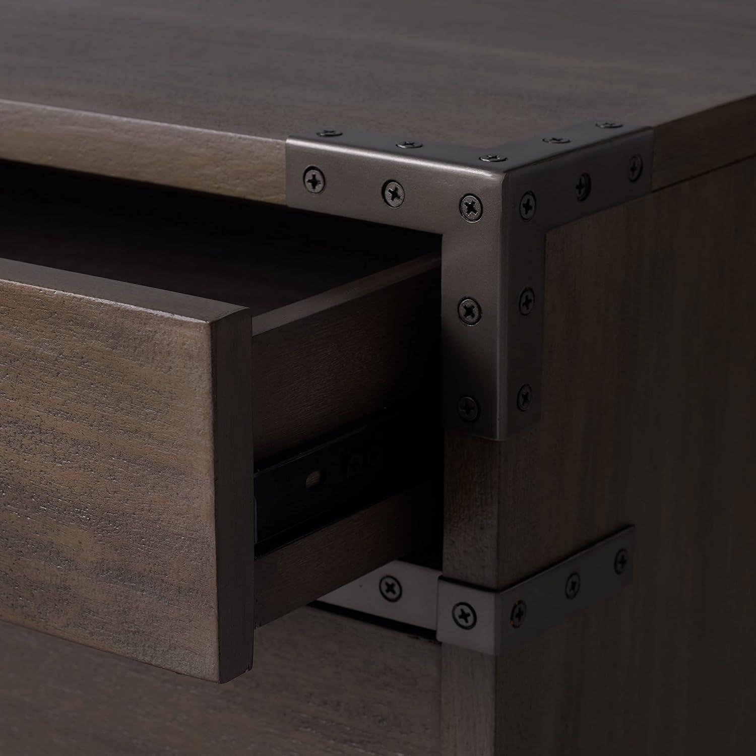 image:imageSAFAVIEH Couture Home Collection Nisha Light Grey 3Drawer Wood Nightstand Table Fully AssembledLight Brown
