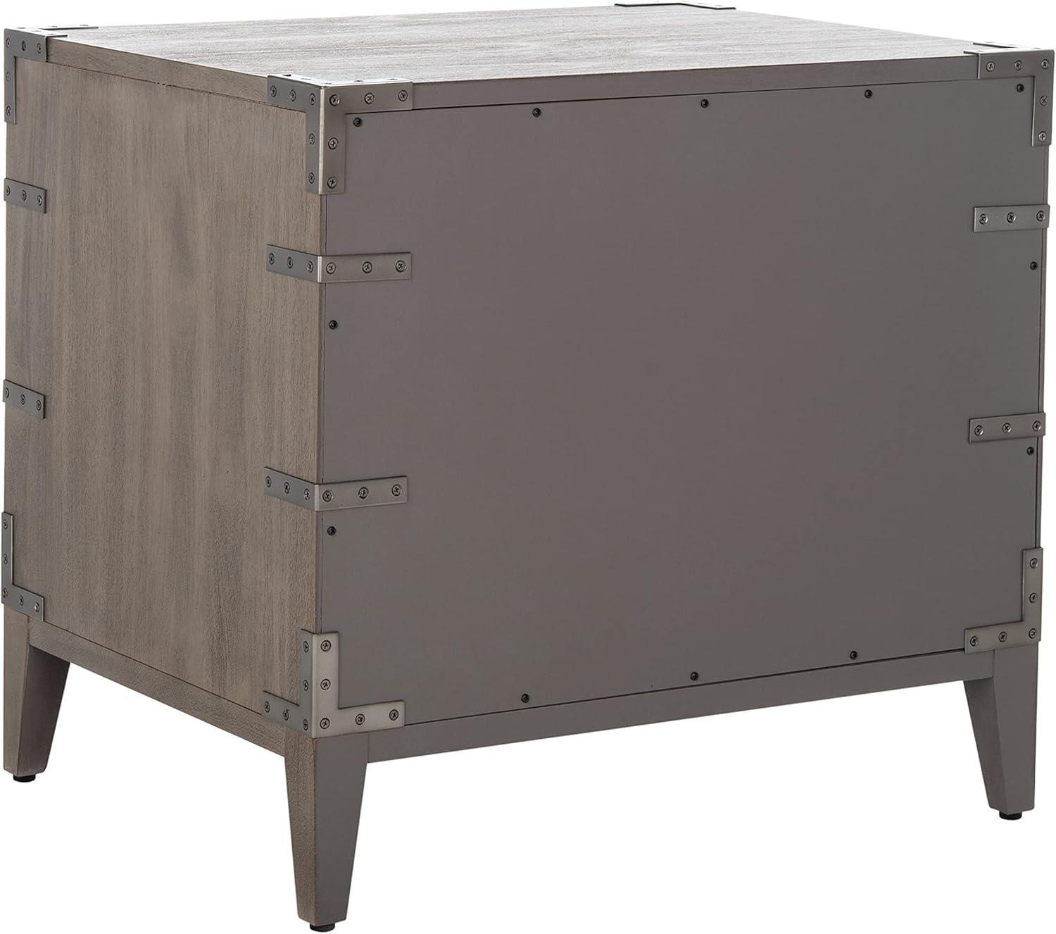 image:imageSAFAVIEH Couture Home Collection Nisha Light Grey 3Drawer Wood Nightstand Table Fully AssembledLight Brown