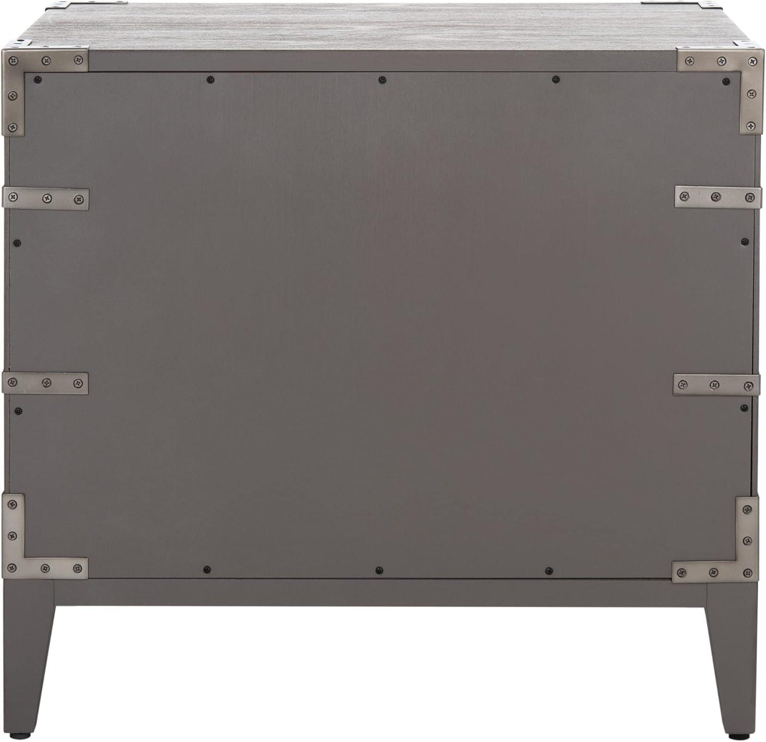 image:imageSAFAVIEH Couture Home Collection Nisha Light Grey 3Drawer Wood Nightstand Table Fully AssembledLight Brown