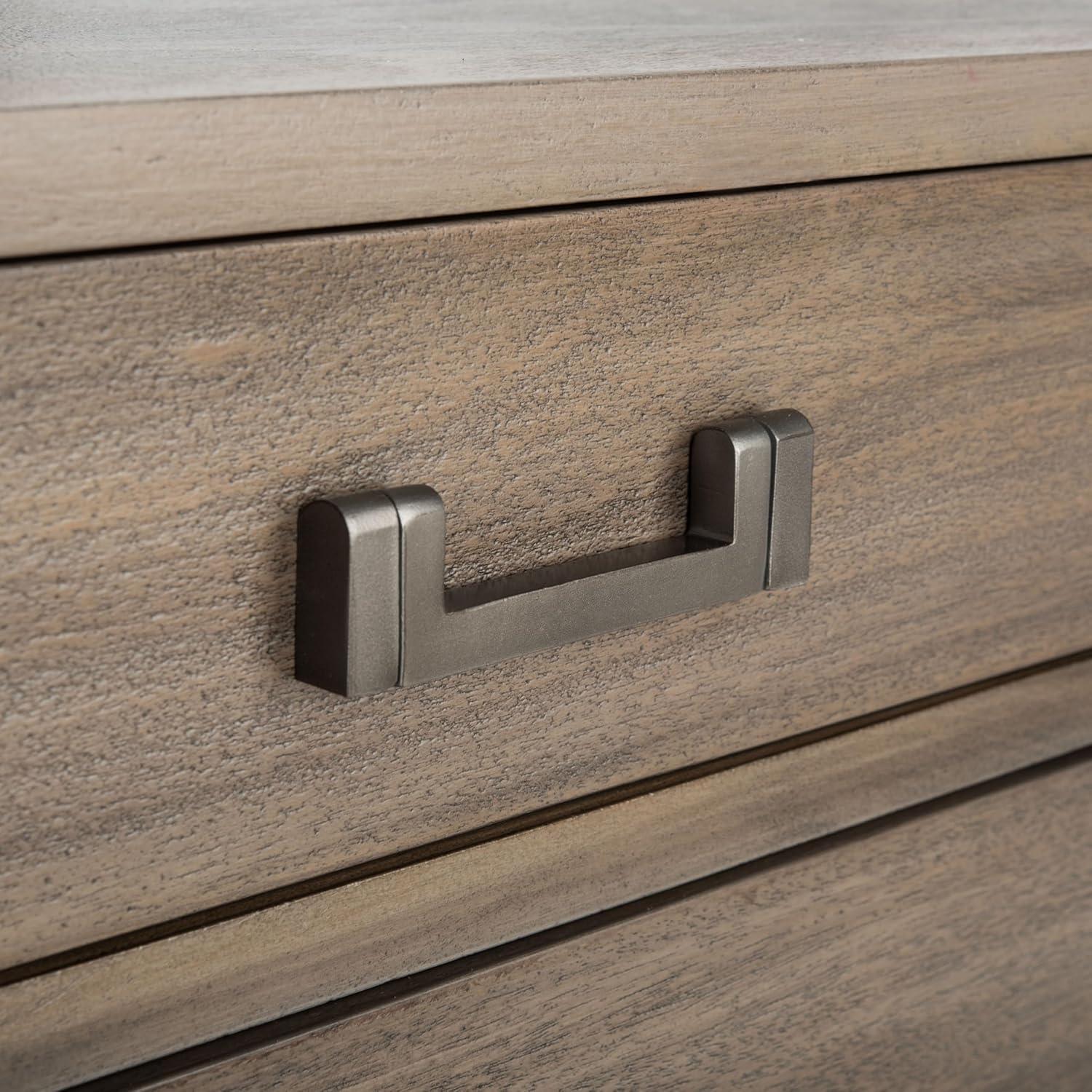 image:imageSAFAVIEH Couture Home Collection Nisha Light Grey 3Drawer Wood Nightstand Table Fully AssembledLight Brown