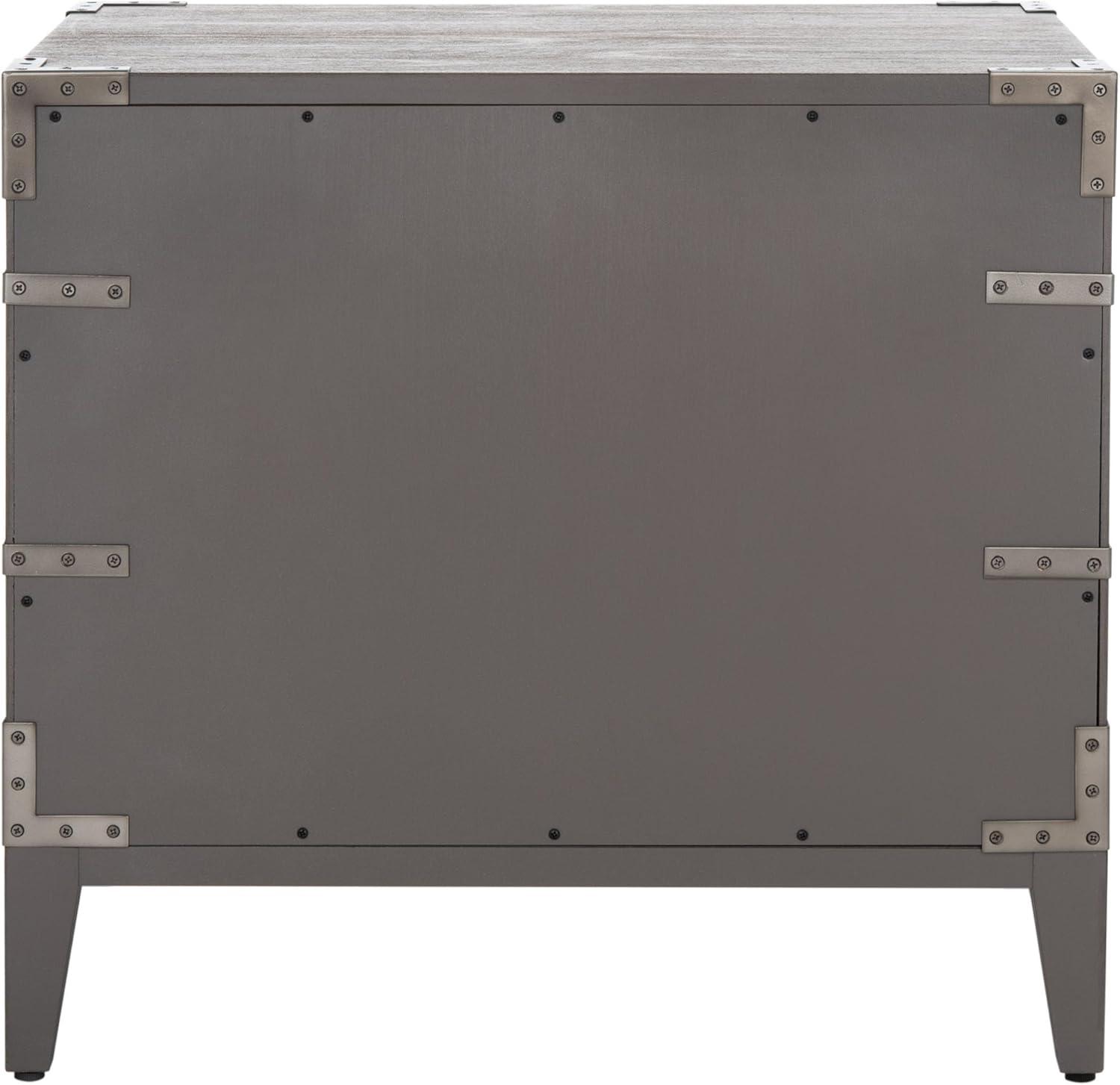 image:imageSAFAVIEH Couture Home Collection Nisha Light Grey 3Drawer Wood Nightstand Table Fully AssembledLight Brown