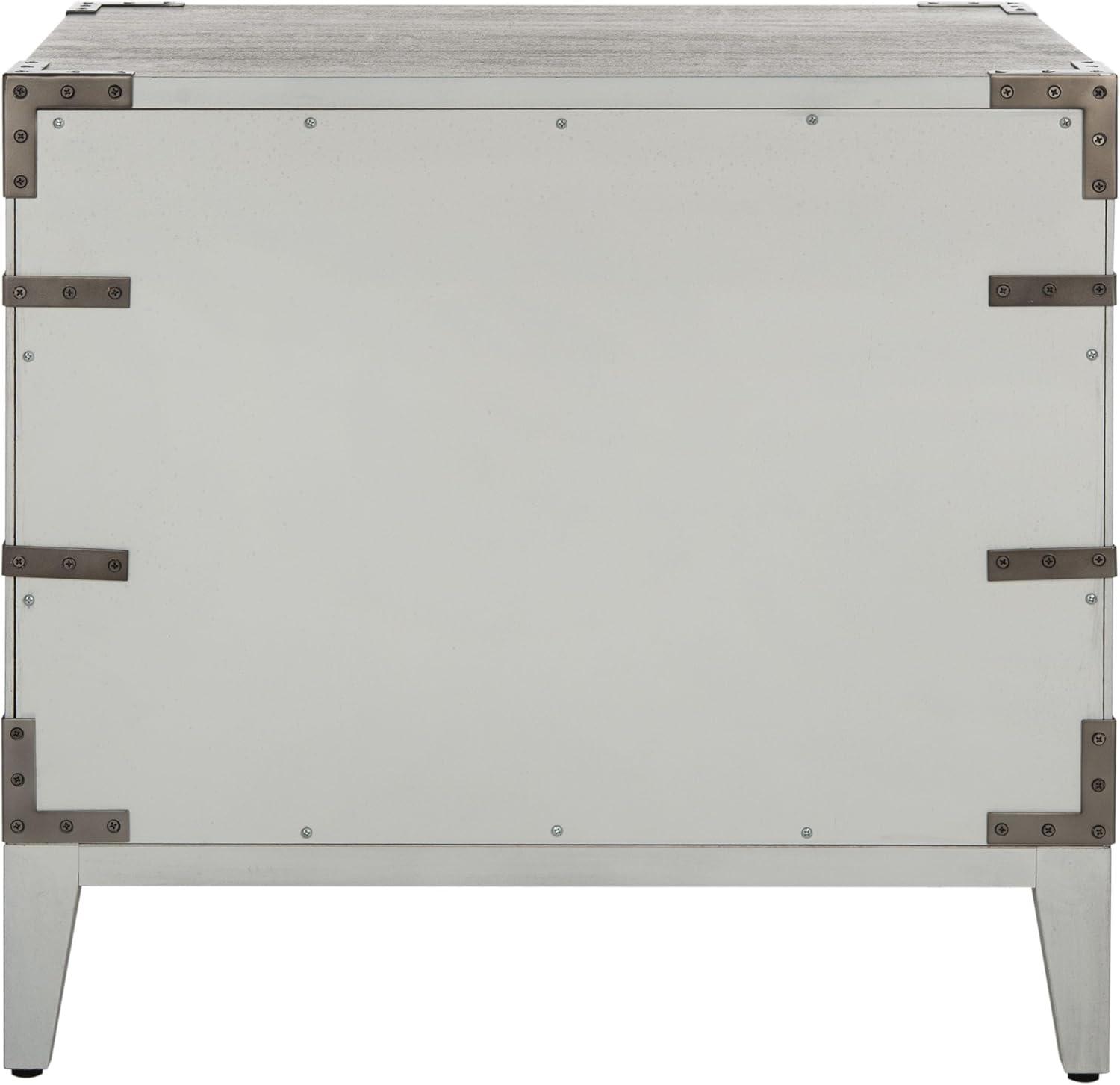 image:imageSAFAVIEH Couture Home Collection Nisha Light Grey 3Drawer Wood Nightstand Table Fully AssembledLight Grey