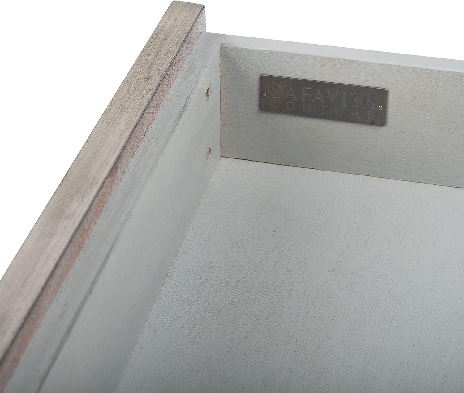 image:imageSAFAVIEH Couture Home Collection Nisha Light Grey 3Drawer Wood Nightstand Table Fully AssembledLight Grey