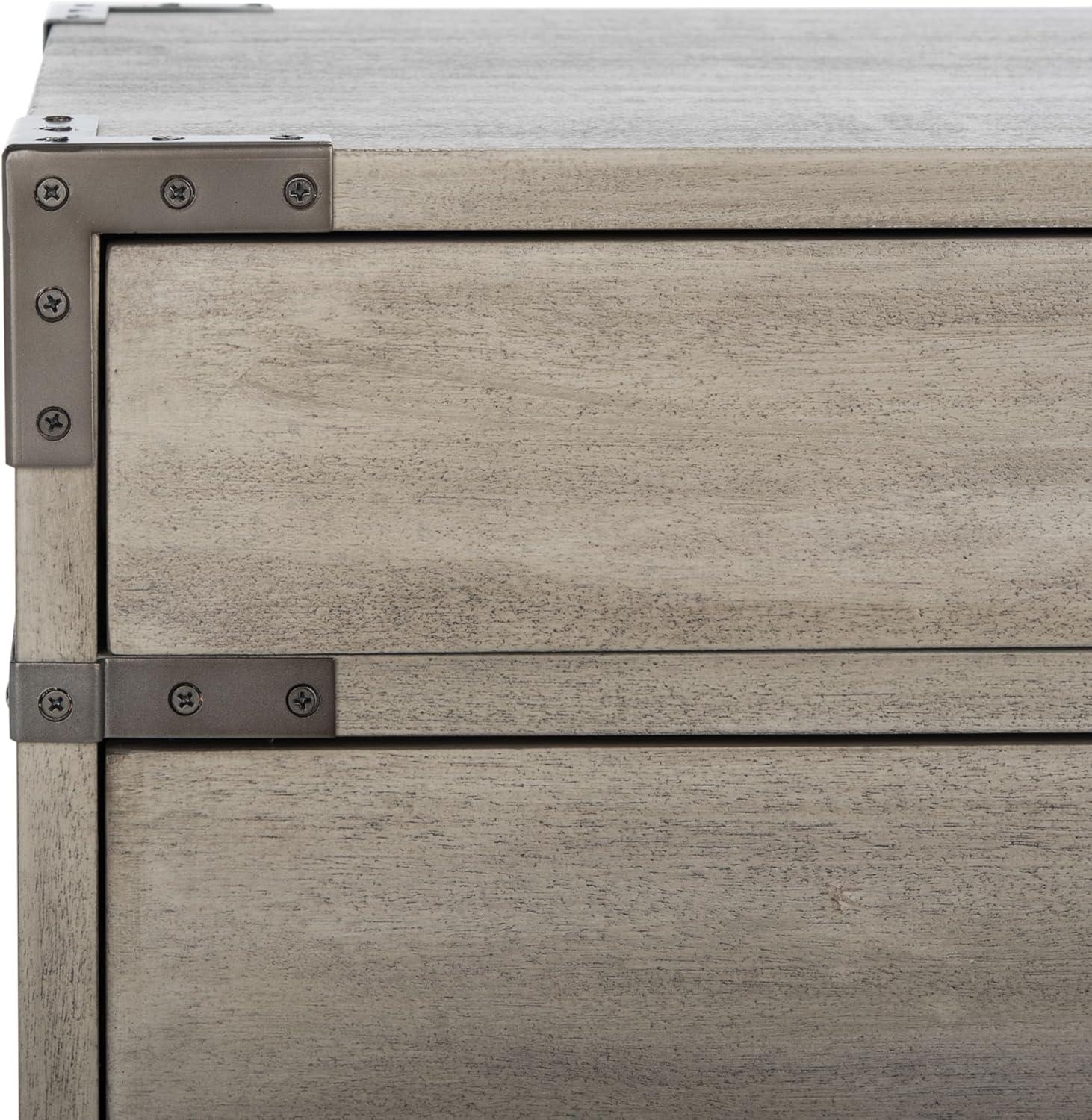 image:imageSAFAVIEH Couture Home Collection Nisha Light Grey 3Drawer Wood Nightstand Table Fully AssembledLight Grey