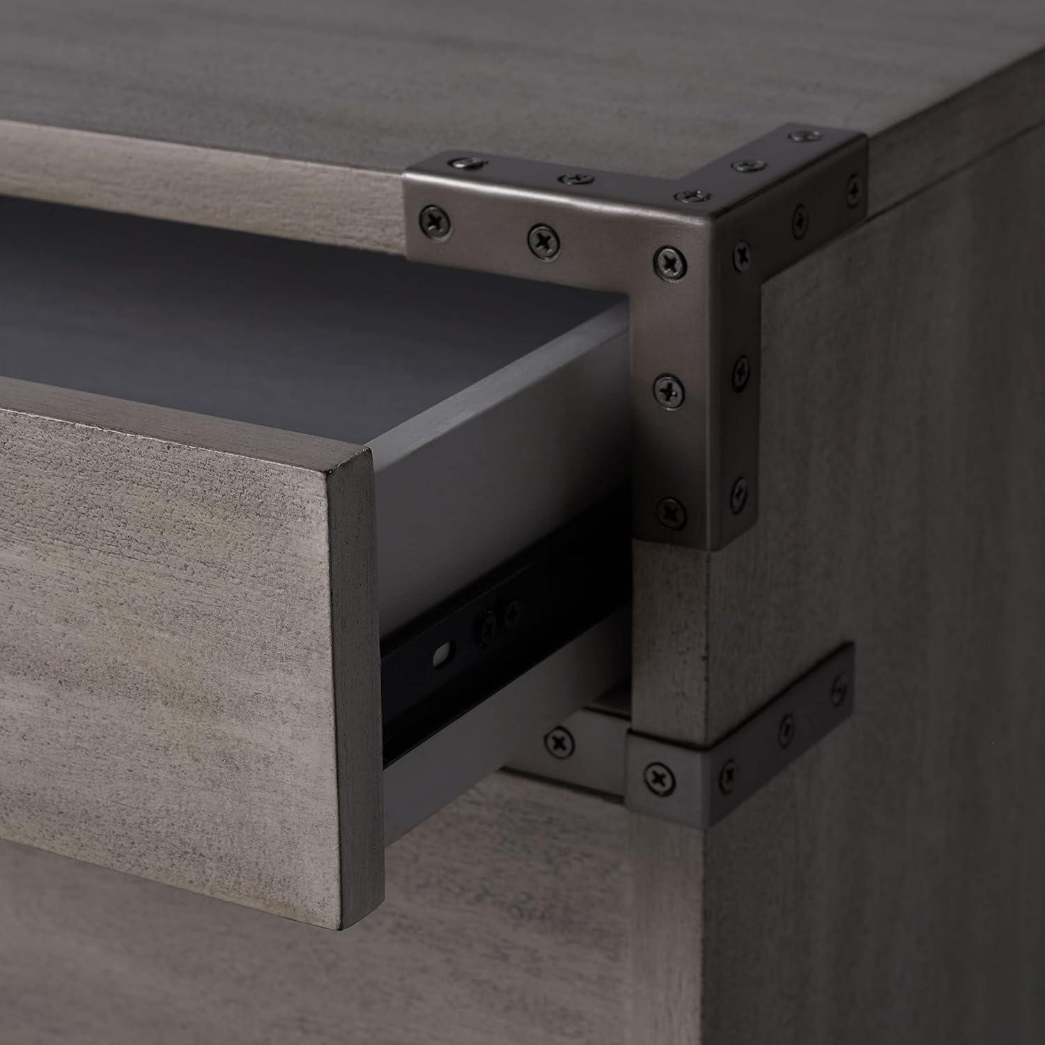 image:imageSAFAVIEH Couture Home Collection Nisha Light Grey 3Drawer Wood Nightstand Table Fully AssembledLight Grey