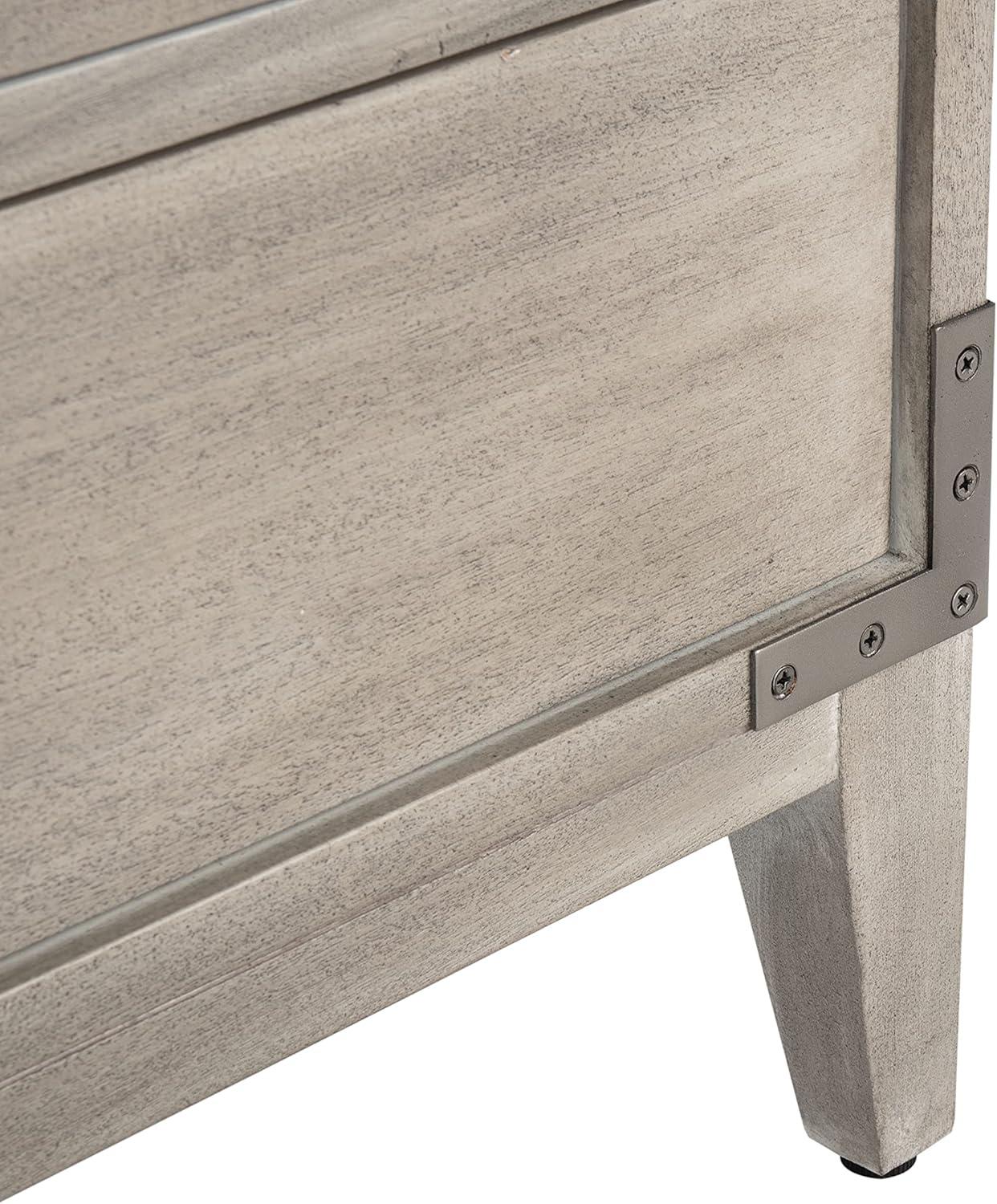 image:imageSAFAVIEH Couture Home Collection Nisha Light Grey 3Drawer Wood Nightstand Table Fully AssembledLight Grey