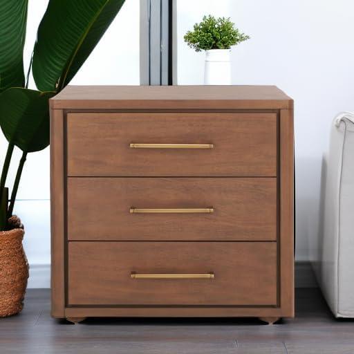 image:imageSAFAVIEH Couture Home Collection Rosey Light Grey 3Drawer Wood Nightstand Table Fully AssembledBrown
