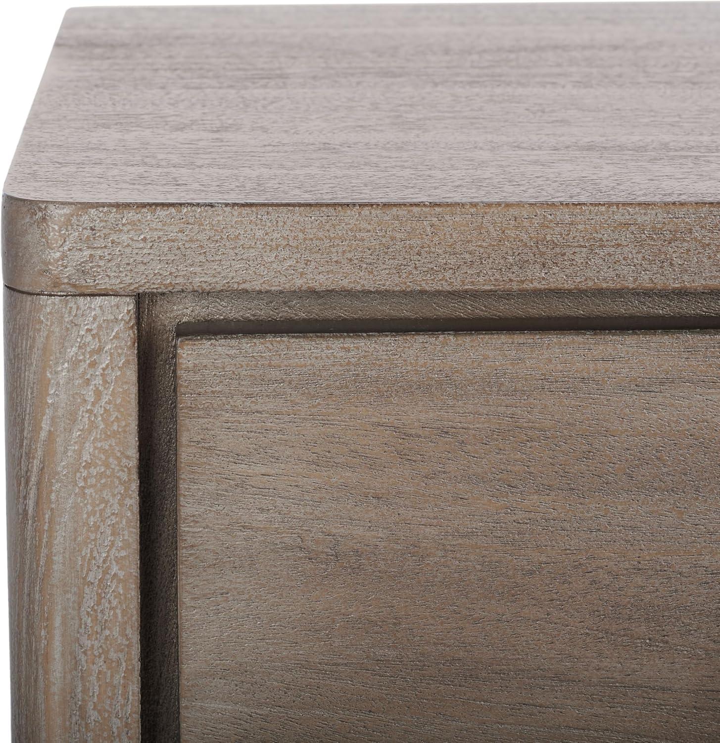 image:imageSAFAVIEH Couture Home Collection Rosey Light Grey 3Drawer Wood Nightstand Table Fully AssembledLight Brown